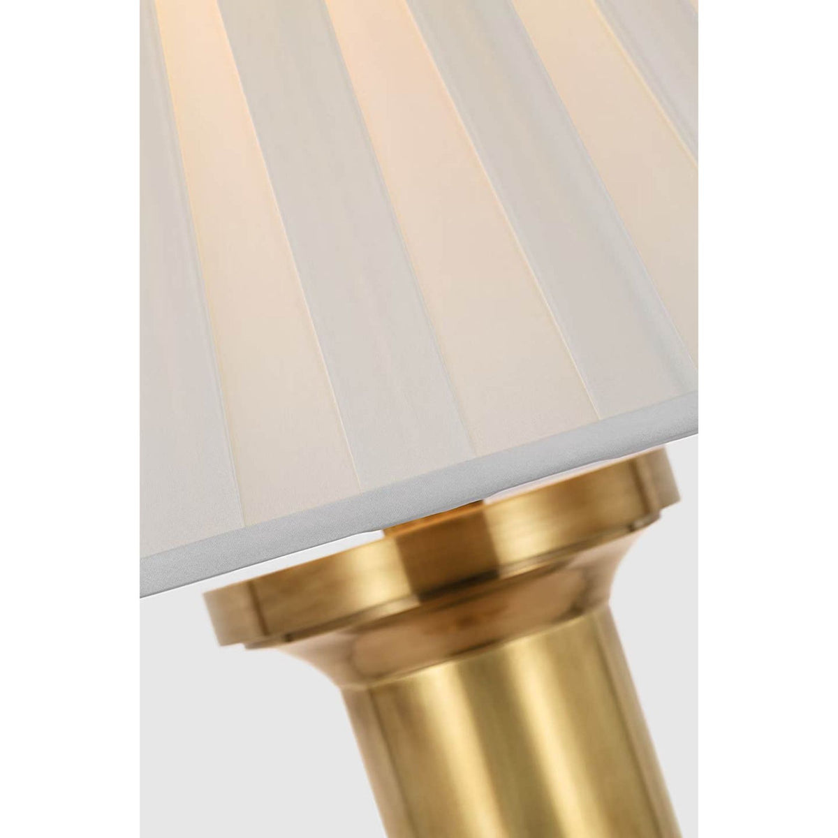 Ralph Lauren Hammett Large Table Lamp in Natural Brass with Silk Box Pleat Shade W22" x H33.75"