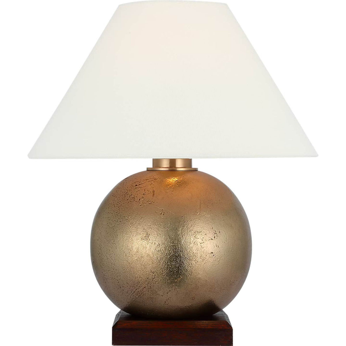 Ralph Lauren Hardwick 12" Accent Lamp in Museum Brass and Natural Rift Oak with Linen Shade W10.5" x H12.25"