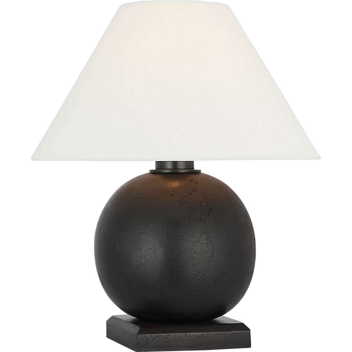 Ralph Lauren Hardwick 12" Accent Lamp in Museum Bronze and Black Ebony with Linen Shade W10.5" x H12.25"