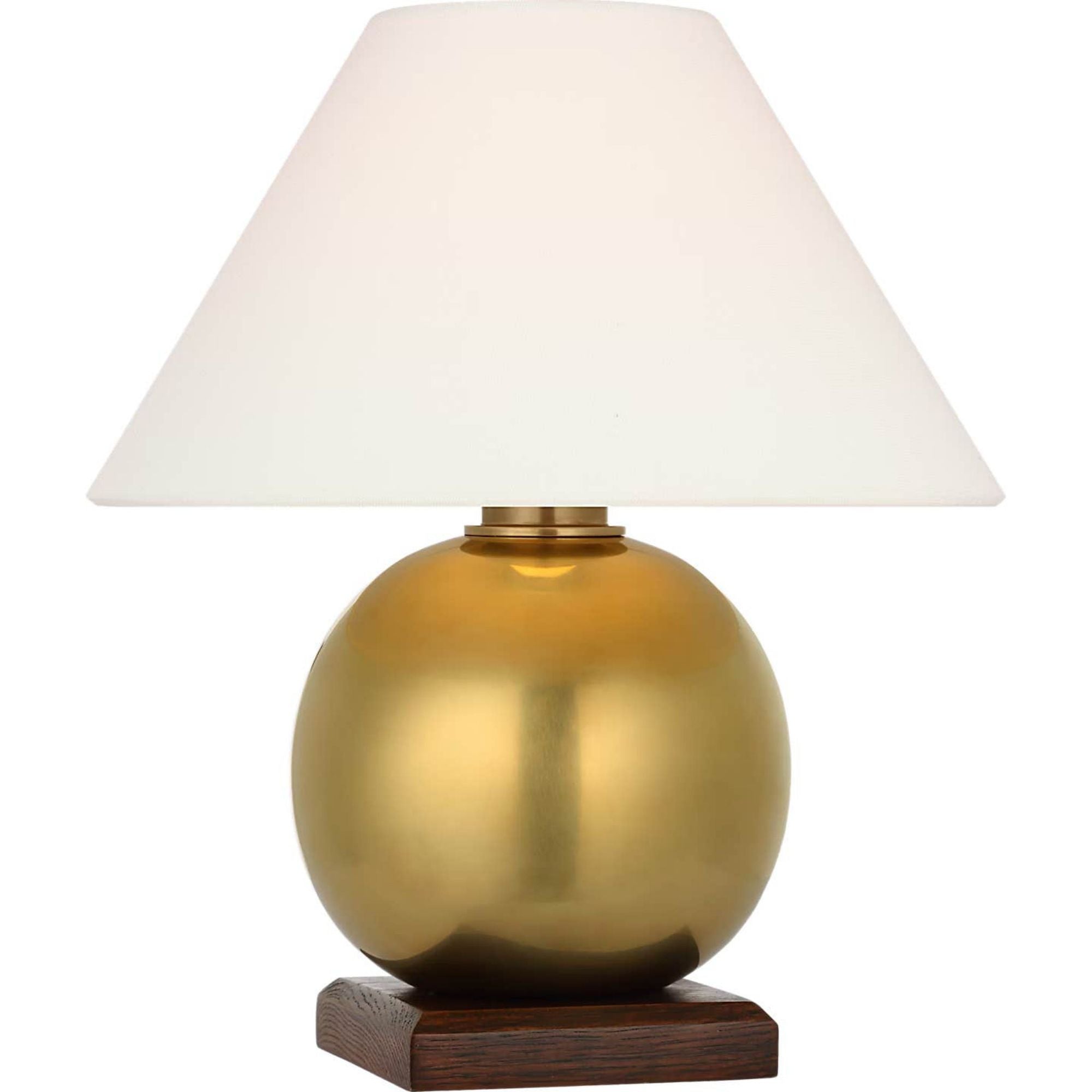 Ralph Lauren Hardwick 12" Cordless Accent Lamp in Natural Brass and Natural Rift Oak with Linen Shade W10.5" x H12.25"