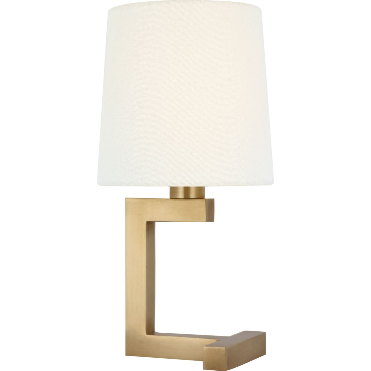 Ralph Lauren Hedger 12" Accent Lamp in Natural Brass with Linen Shade W5.5" x H10.75"