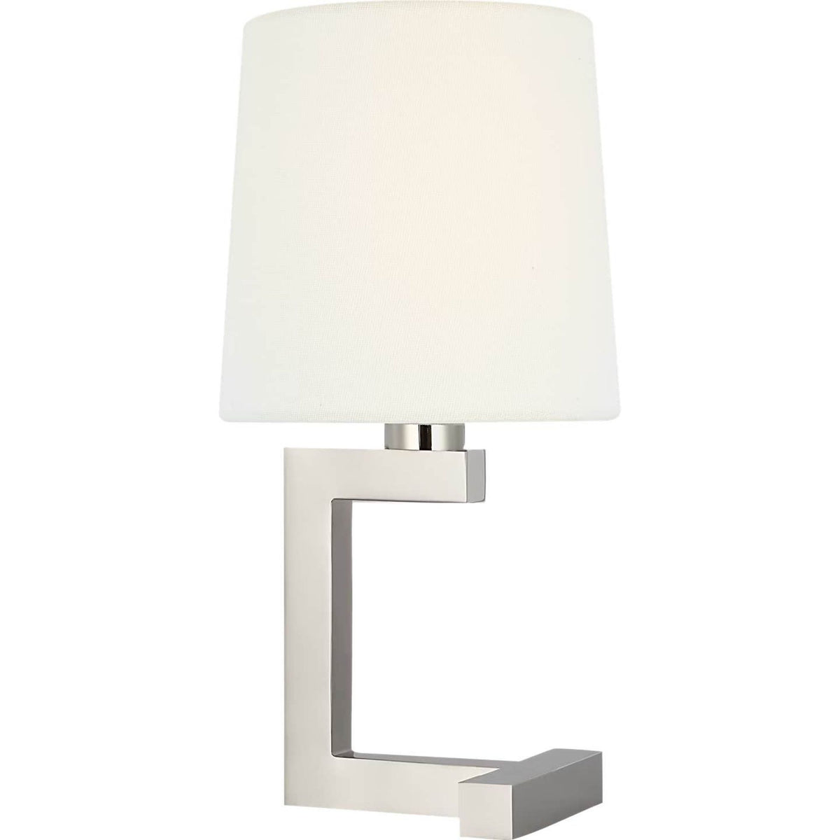 Ralph Lauren Hedger 12" Accent Lamp in Polished Nickel with Linen Shade W5.5" x H10.75"