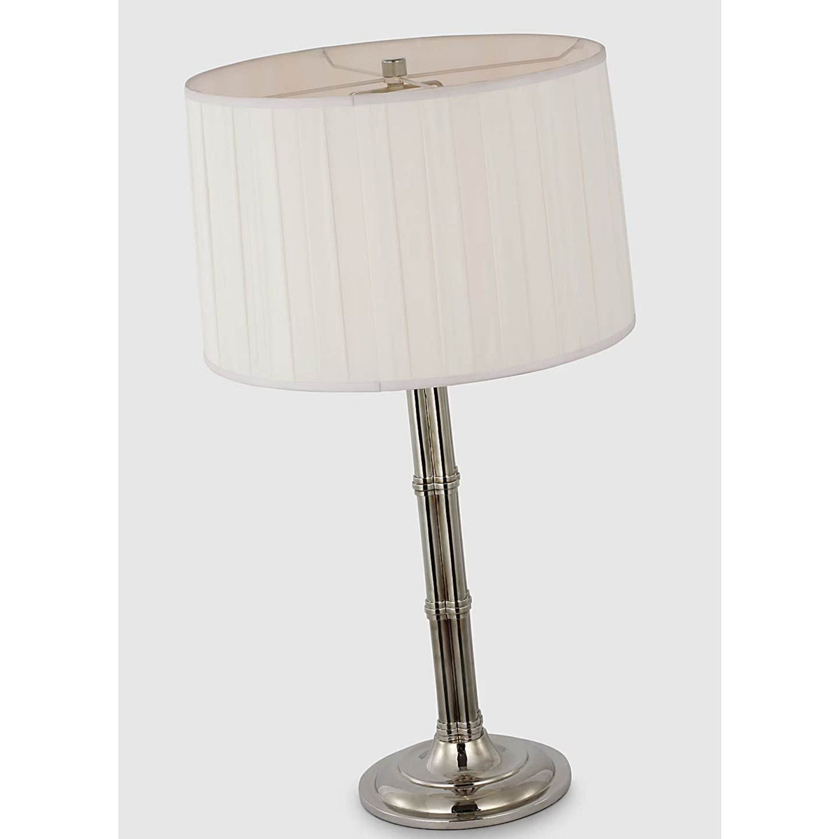 Ralph Lauren Downing Large Table Lamp in Butler's Silver with Silk Box Pleat Shade W17.5" x H31"