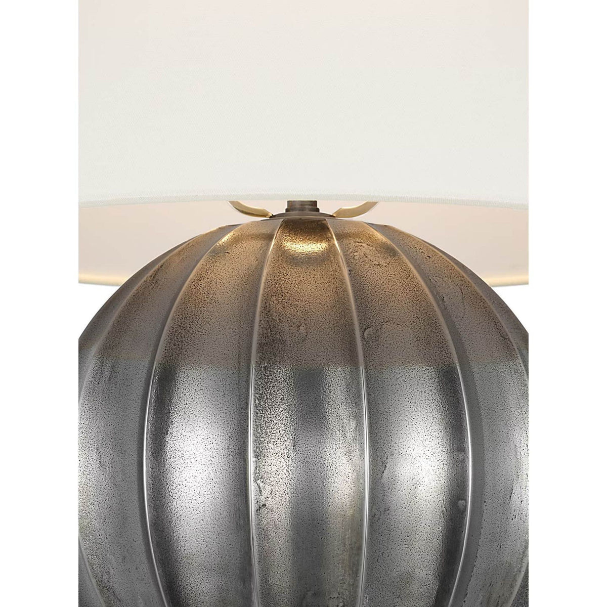 Ralph Lauren Barden 18" Table Lamp in Museum Pewter with Linen Shade W14.5" x H18.5"