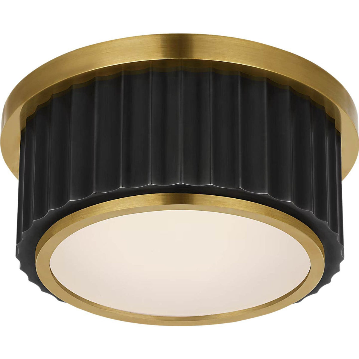 Ralph Lauren Cavill 5" Solitaire Flush Mount in Bronze and Natural Brass with Frosted Glass W5" x H2.5"