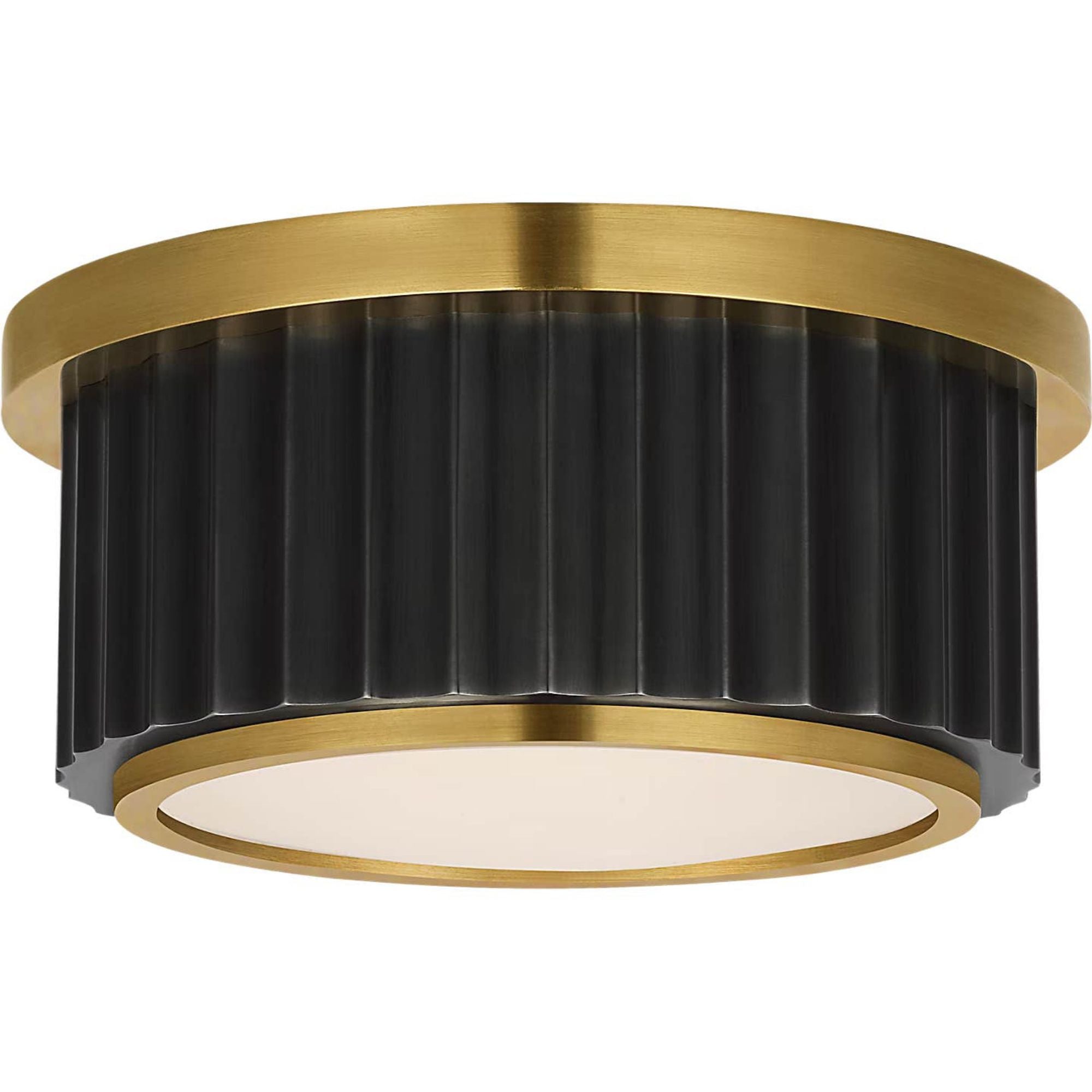 Ralph Lauren Cavill 5" Solitaire Flush Mount in Bronze and Natural Brass with Frosted Glass W5" x H2.5"