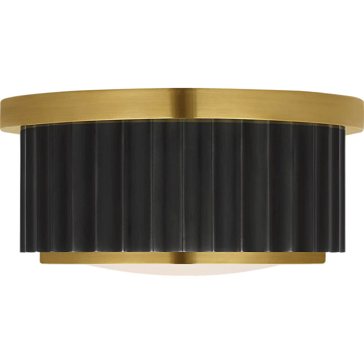 Ralph Lauren Cavill 5" Solitaire Flush Mount in Bronze and Natural Brass with Frosted Glass W5" x H2.5"
