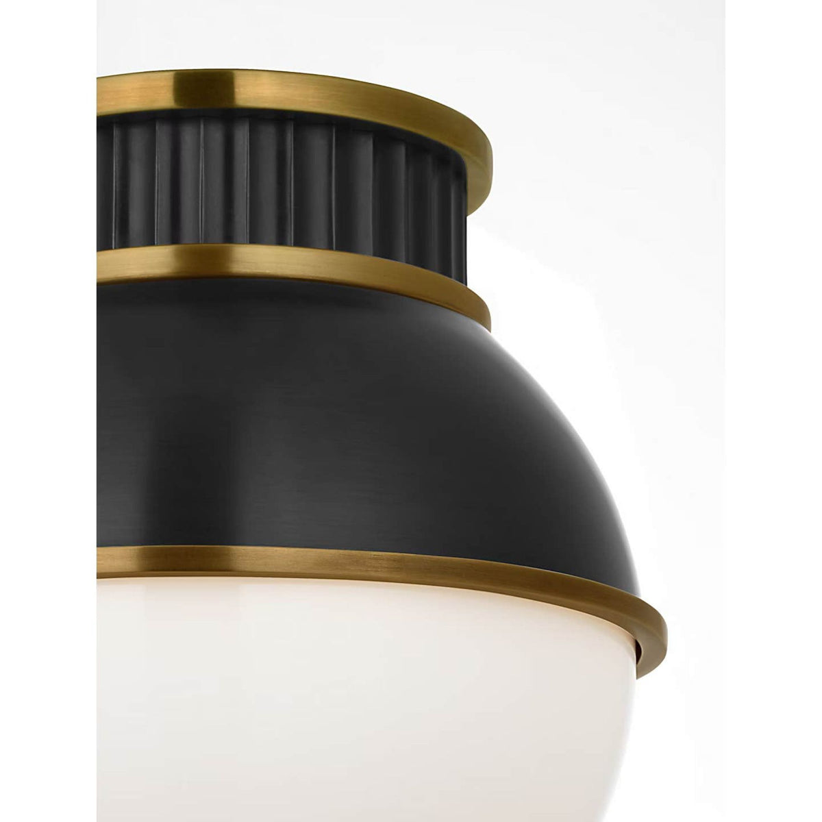 Ralph Lauren Cavill 8" Flush Mount in Bronze and Natural Brass with Bronze Hood and White Glass W8" x H8.5"