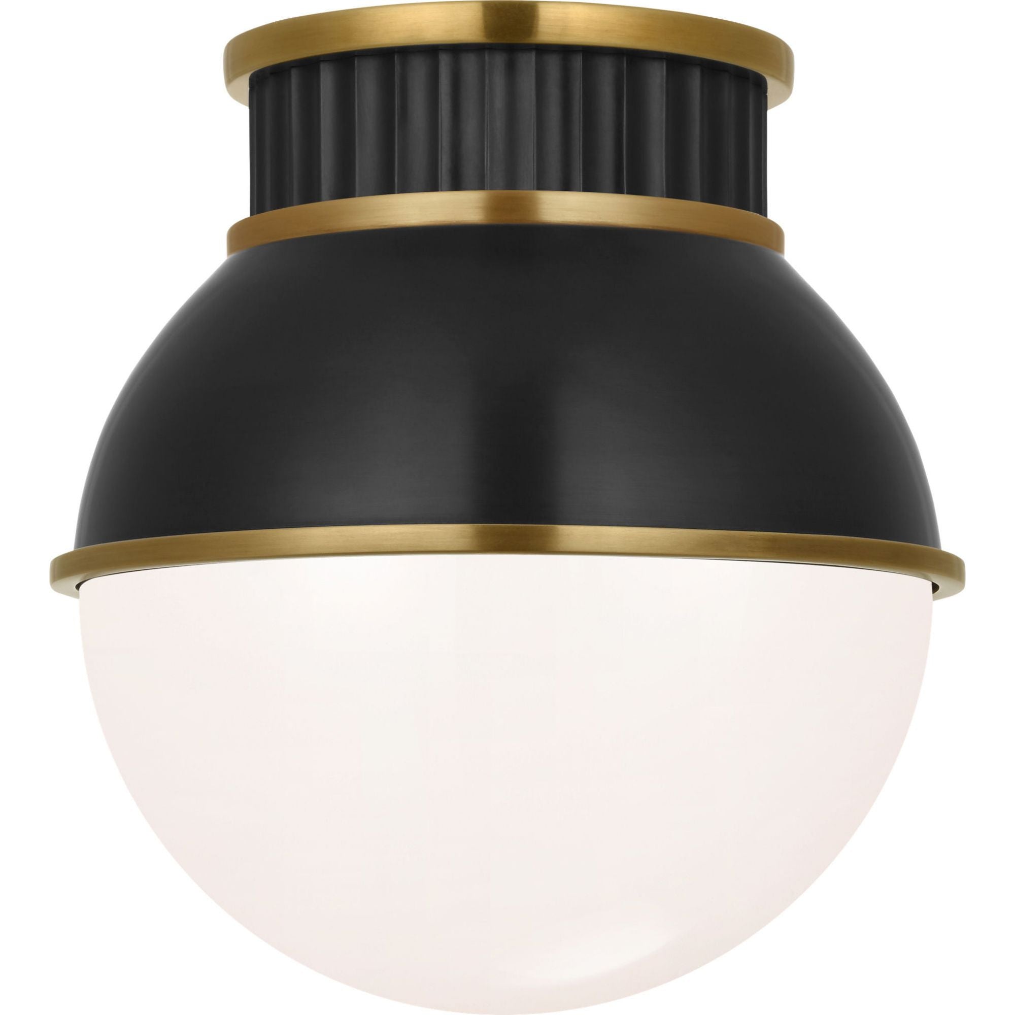 Ralph Lauren Cavill 8" Flush Mount in Bronze and Natural Brass with Bronze Hood and White Glass W8" x H8.5"