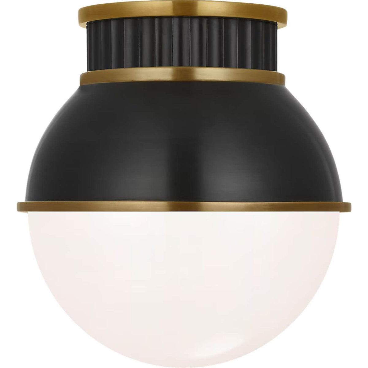 Ralph Lauren Cavill 8" Flush Mount in Bronze and Natural Brass with Bronze Hood and White Glass W8" x H8.5"