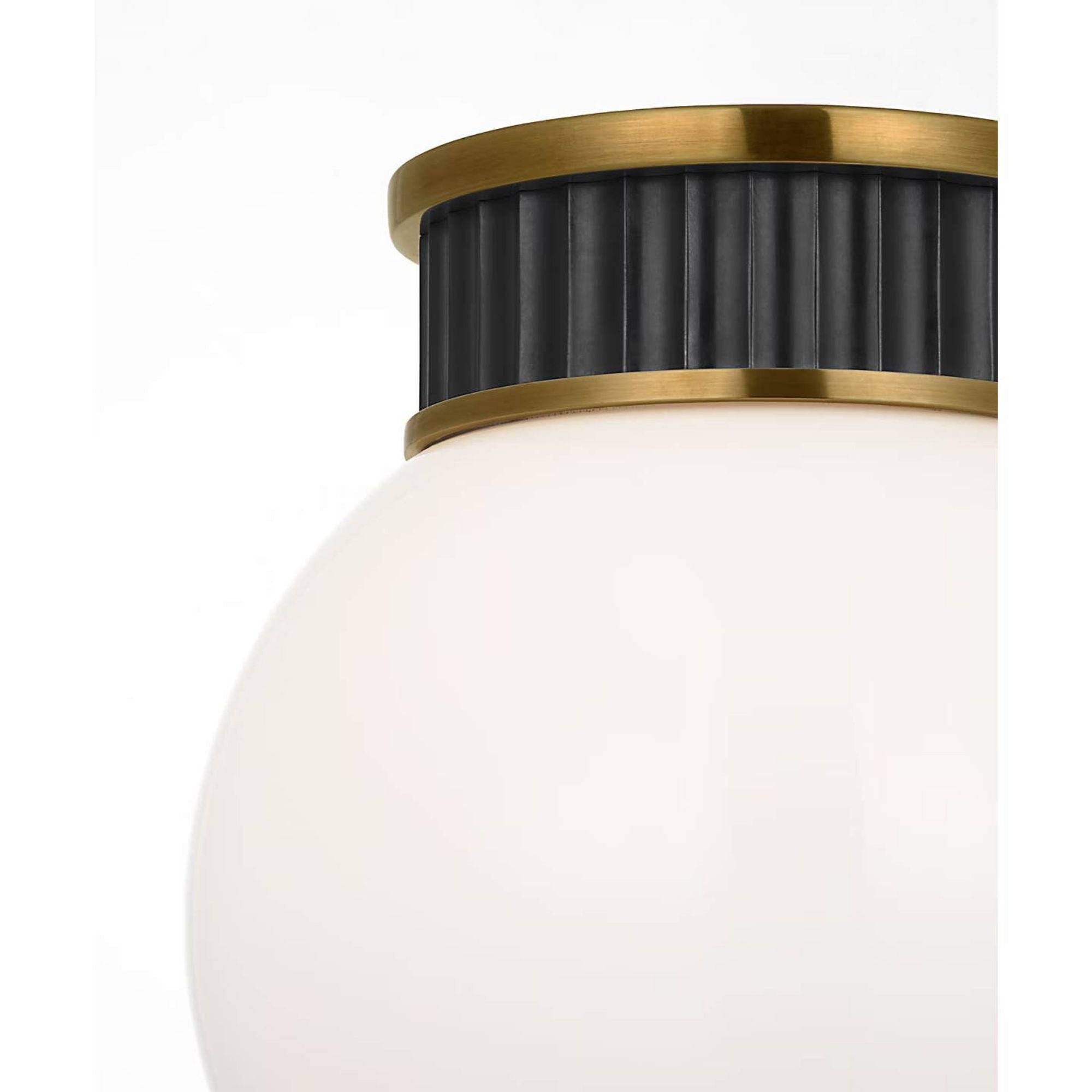 Ralph Lauren Cavill 8" Flush Mount in Bronze and Natural Brass with White Glass W7.5" x H8.5"
