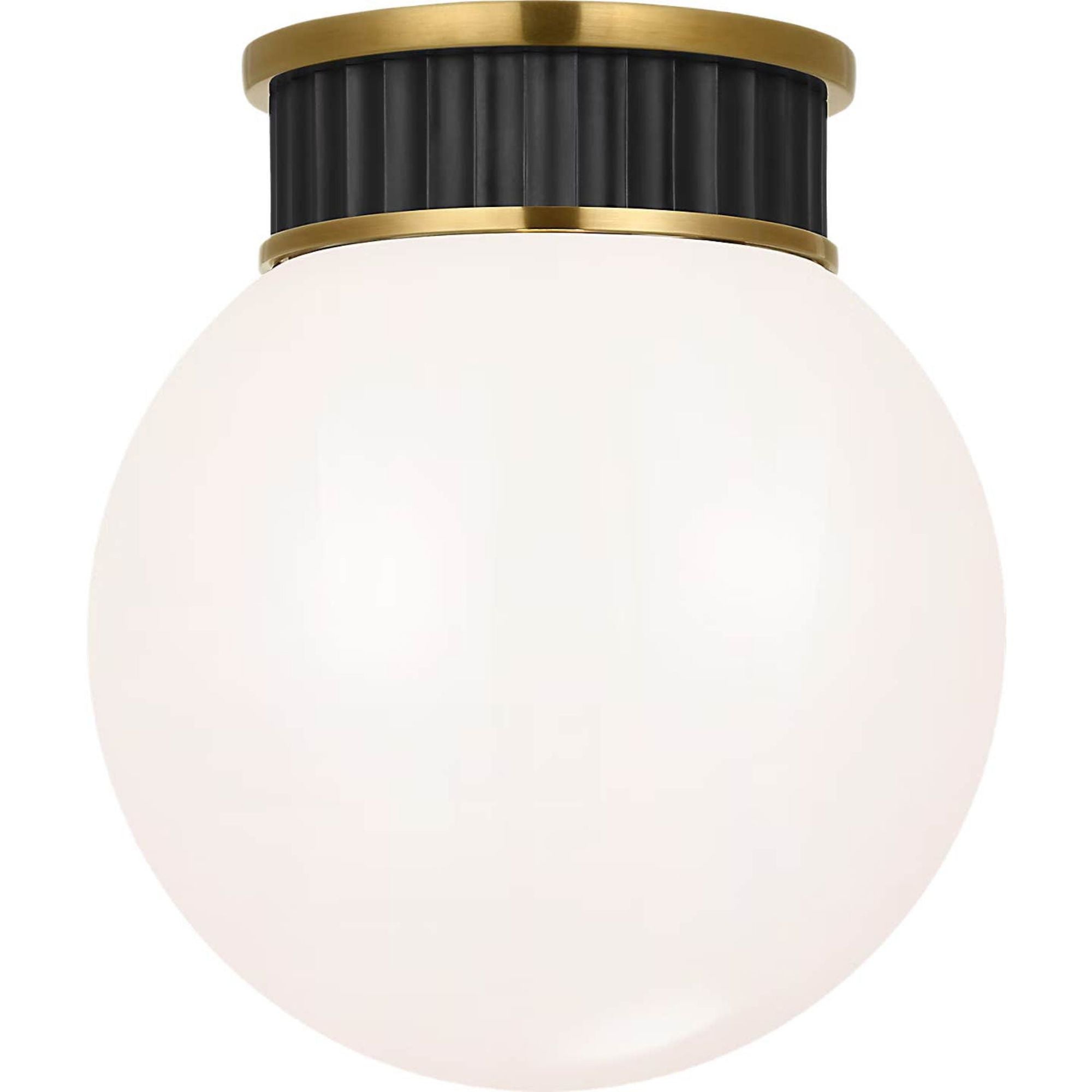 Ralph Lauren Cavill 8" Flush Mount in Bronze and Natural Brass with White Glass W7.5" x H8.5"