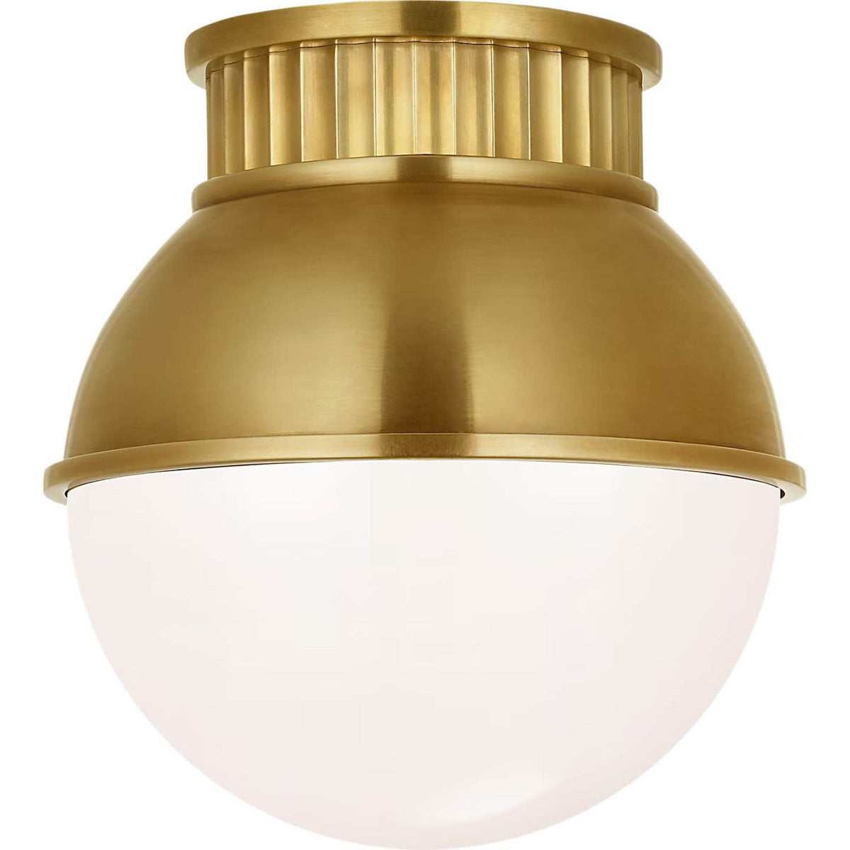 Ralph Lauren Cavill 8" Flush Mount in Natural Brass with Natural Brass Hood and White Glass W8" x H8.5"