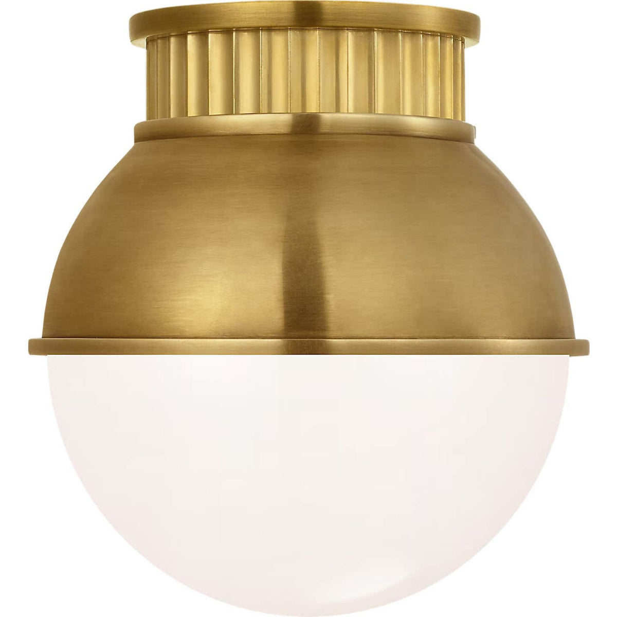 Ralph Lauren Cavill 8" Flush Mount in Natural Brass with Natural Brass Hood and White Glass W8" x H8.5"