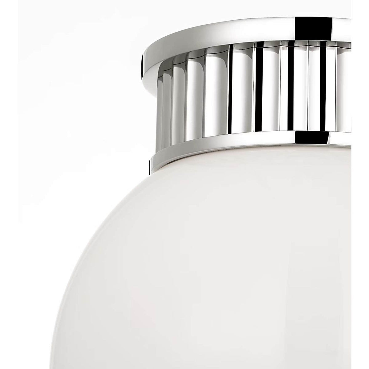 Ralph Lauren Cavill 8" Flush Mount in Polished Nickel with White Glass W7.5" x H8.5"