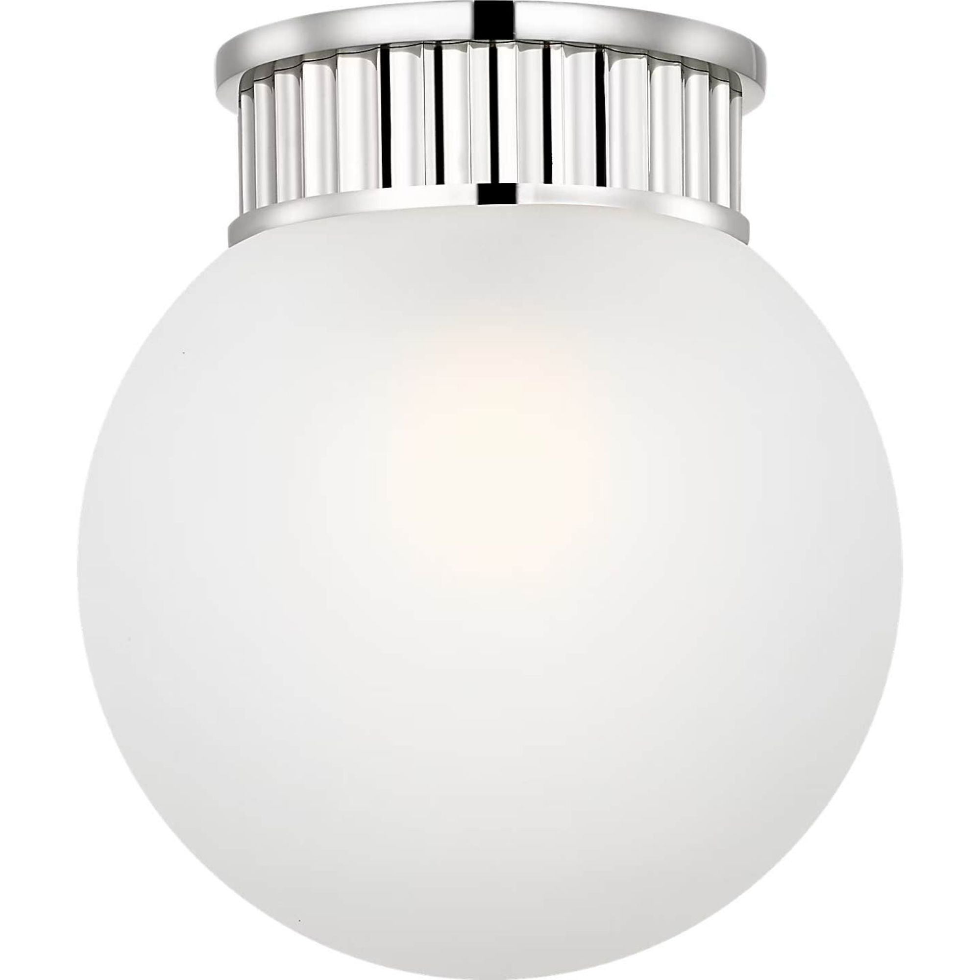 Ralph Lauren Cavill 8" Flush Mount in Polished Nickel with White Glass W7.5" x H8.5"