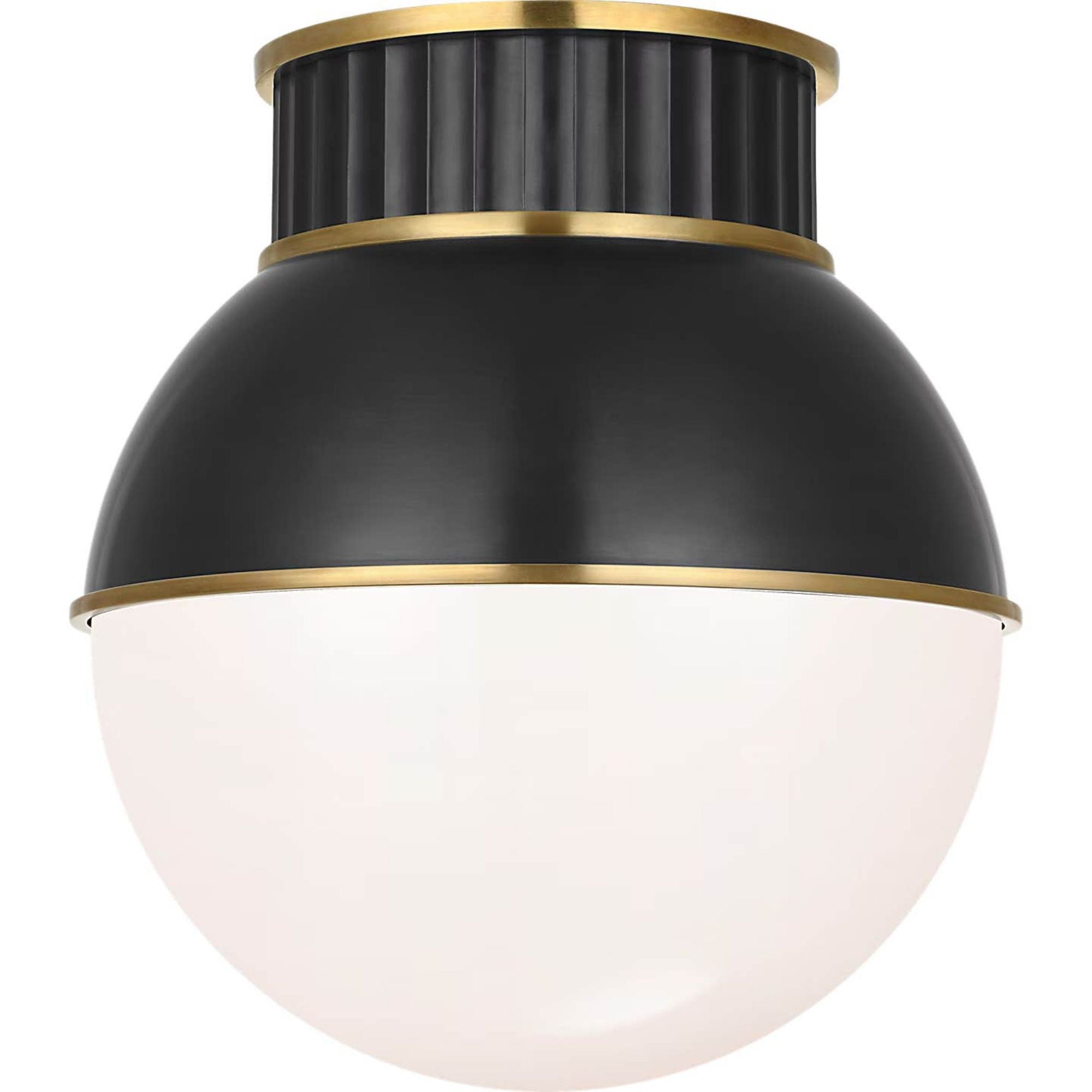 Ralph Lauren Cavill 12" Flush Mount in Bronze and Natural Brass with Bronze Hood and White Glass W12" x H13.25"