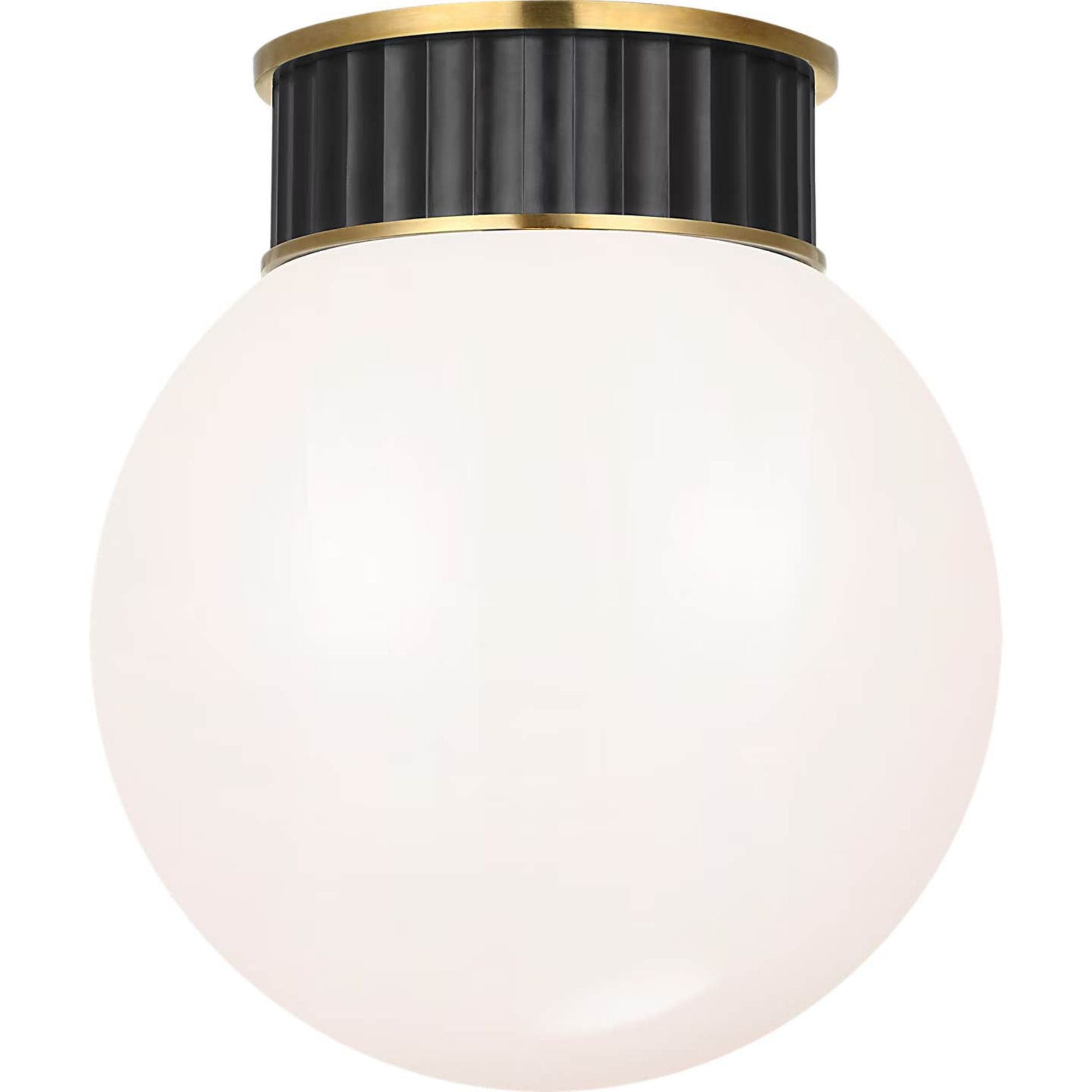 Ralph Lauren Cavill 12" Flush Mount in Bronze and Natural Brass with White Glass W11.5" x H13.25"