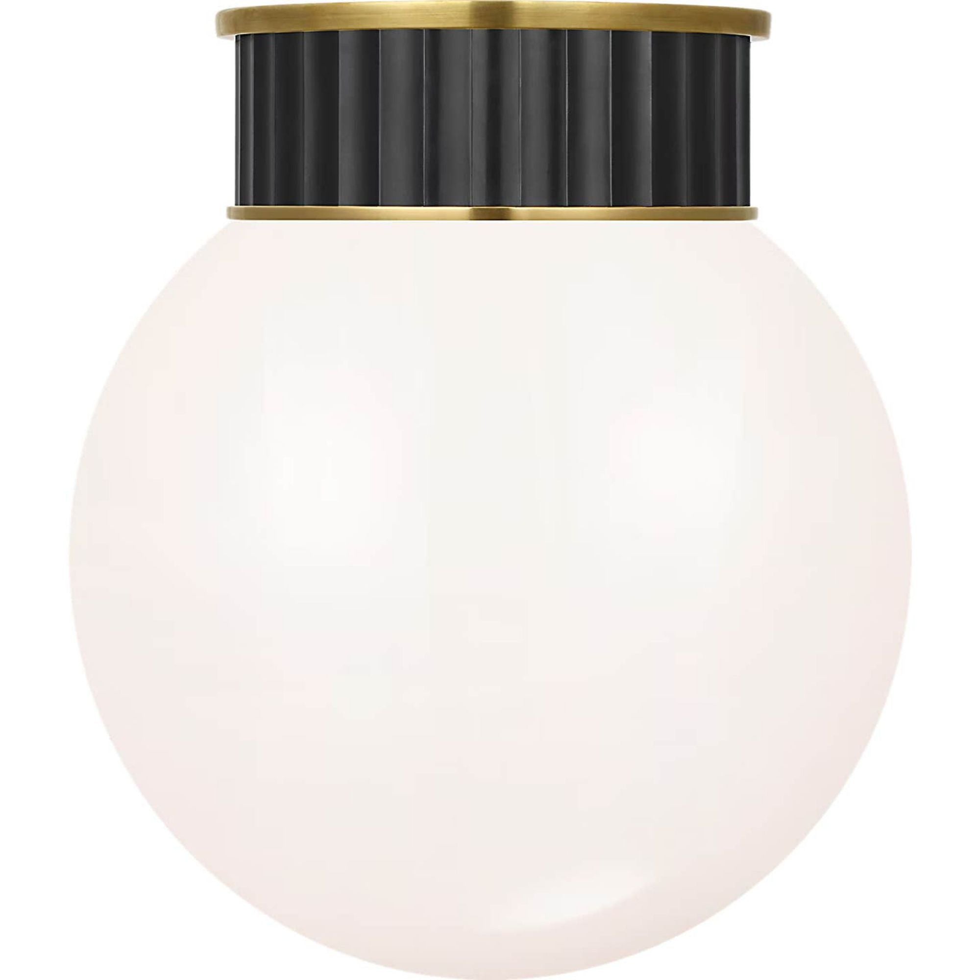 Ralph Lauren Cavill 12" Flush Mount in Bronze and Natural Brass with White Glass W11.5" x H13.25"
