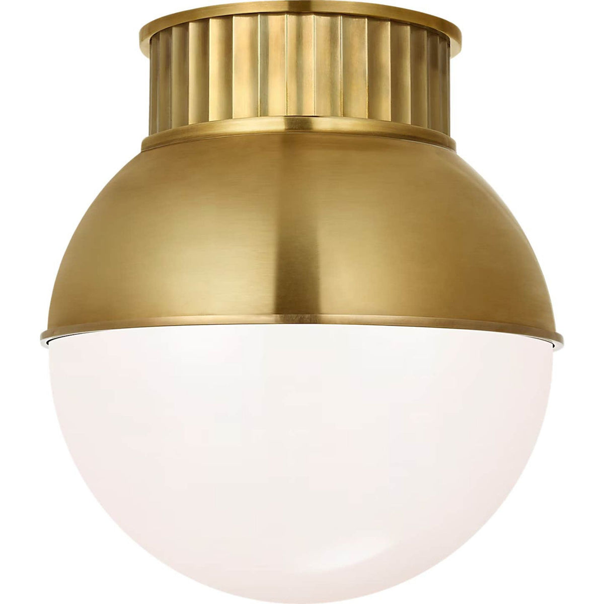 Ralph Lauren Cavill 12" Flush Mount in Natural Brass with Natural Brass Hood and White Glass W12" x H13.25"