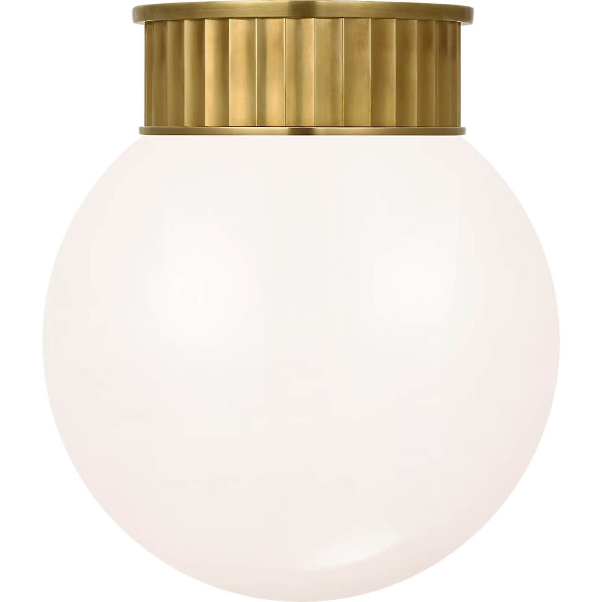 Ralph Lauren Cavill 12" Flush Mount in Natural Brass with White Glass W11.5" x H13.25"