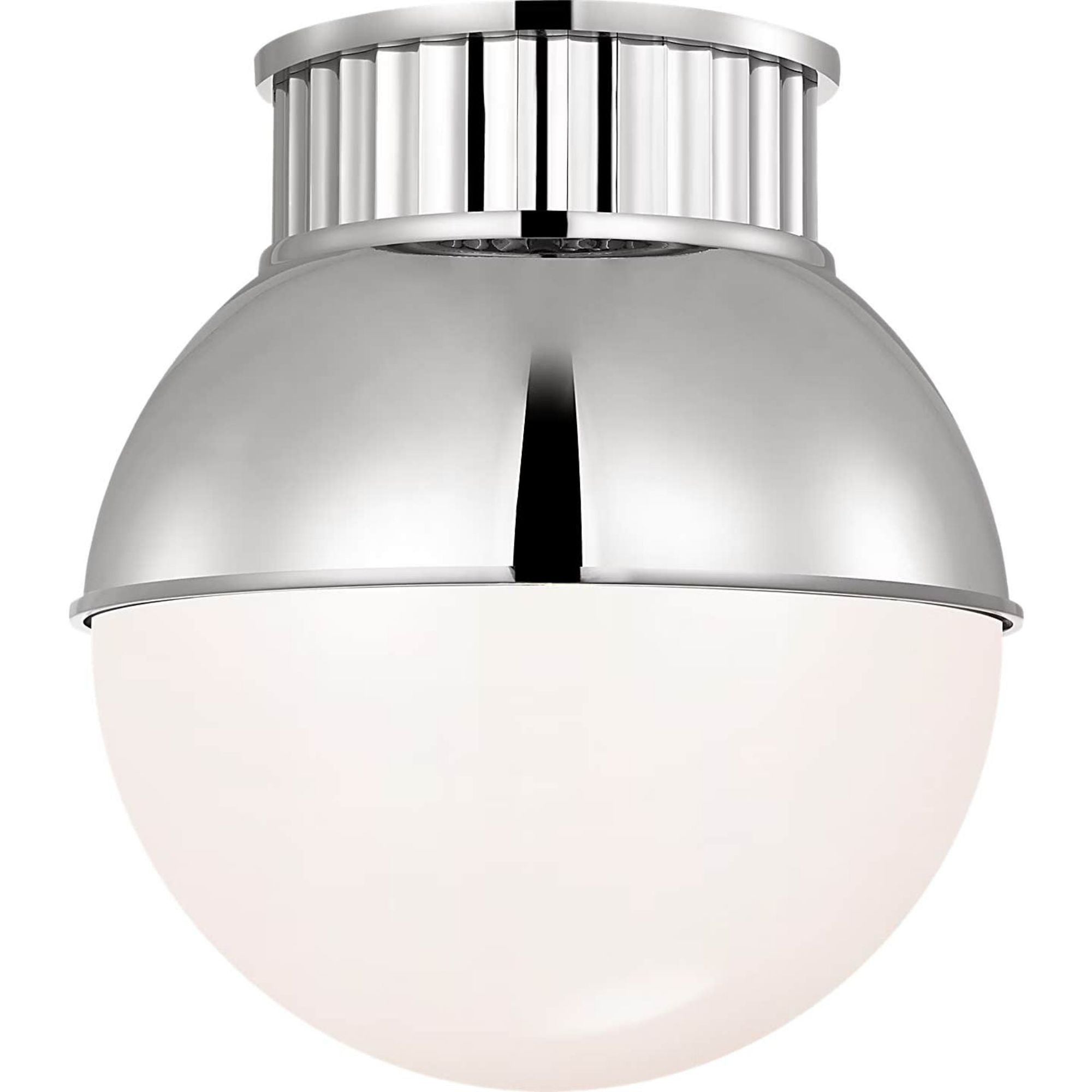 Ralph Lauren Cavill 12" Flush Mount in Polished Nickel with Polished Nickel Hood and White Glass W12" x H13.25"