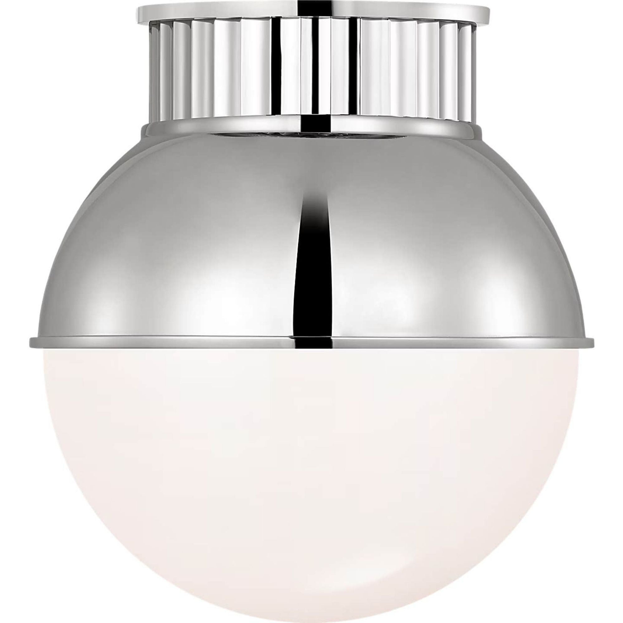 Ralph Lauren Cavill 12" Flush Mount in Polished Nickel with Polished Nickel Hood and White Glass W12" x H13.25"