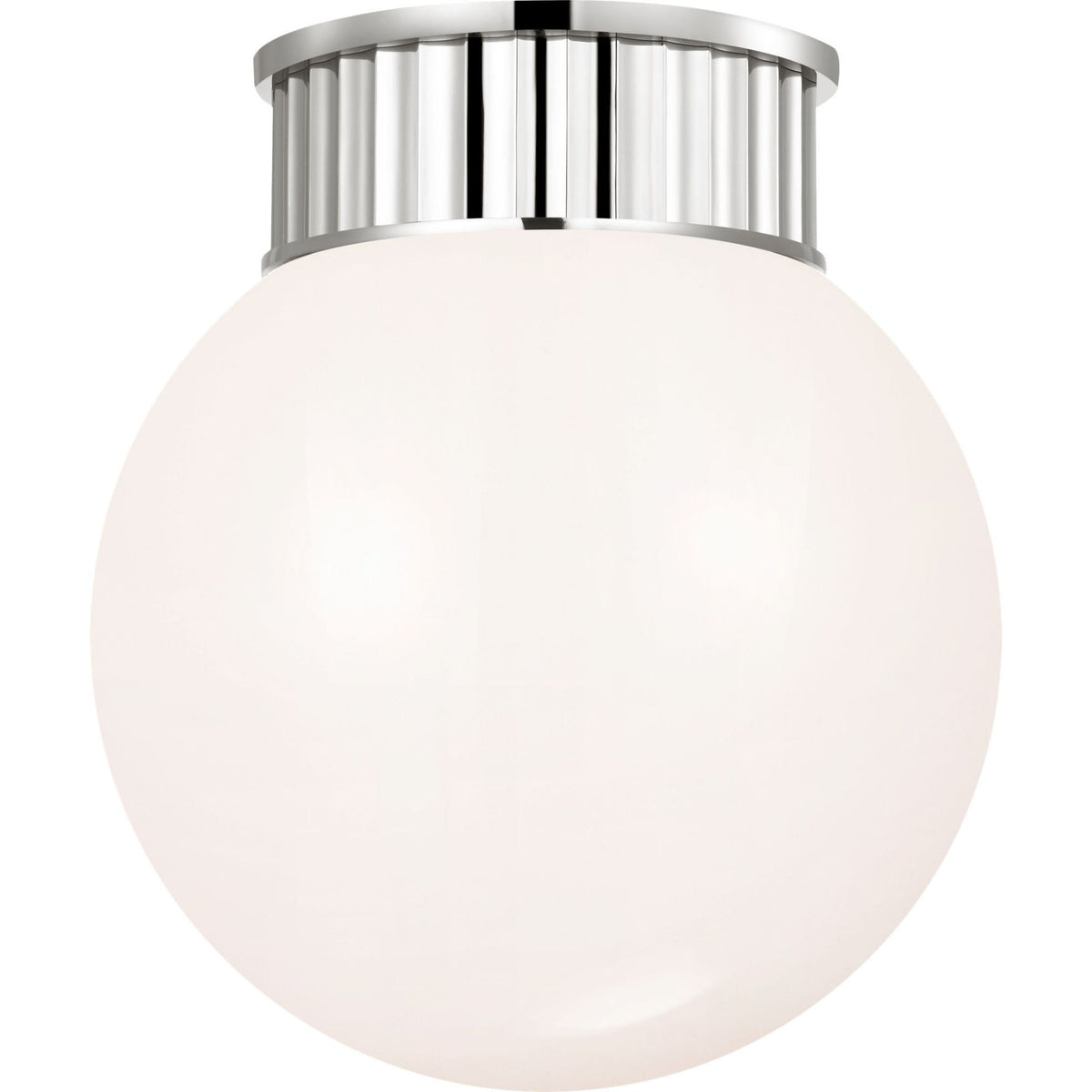 Ralph Lauren Cavill 12" Flush Mount in Polished Nickel with White Glass W11.5" x H13.25"
