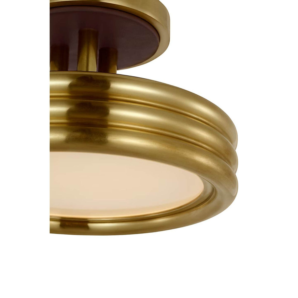Ralph Lauren Hudson St. 8" Semi-Flush Mount in Natural Brass and Carob Leather W8" x H5"