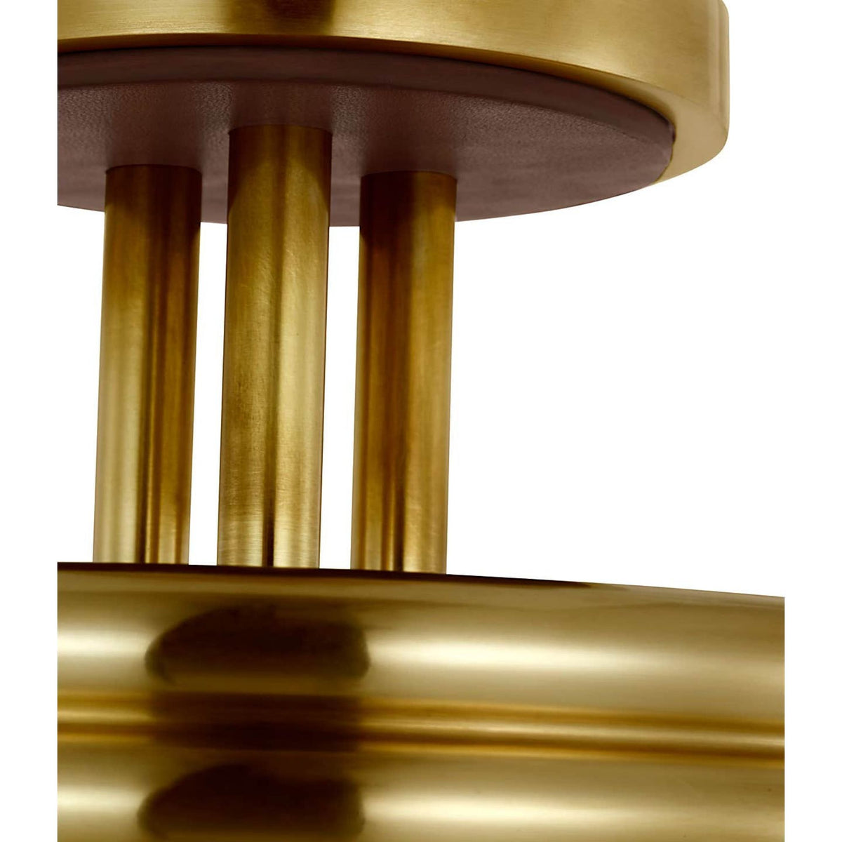 Ralph Lauren Hudson St. 8" Semi-Flush Mount in Natural Brass and Carob Leather W8" x H5"