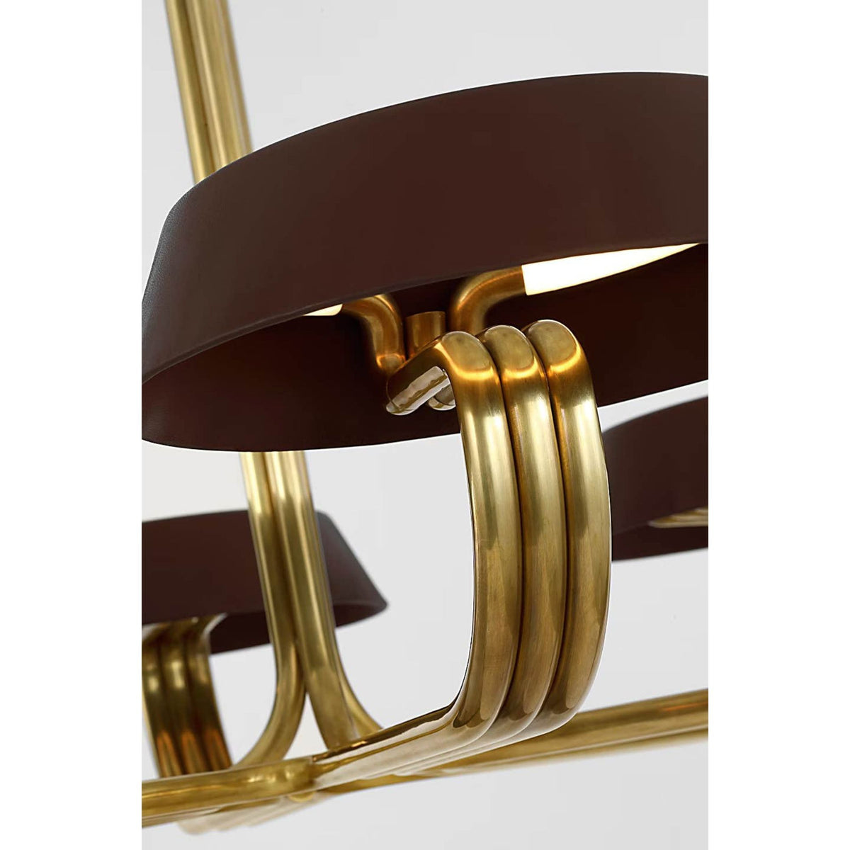 Ralph Lauren Hudson St. 37" Chandelier in Natural Brass and Carob Leather W40.5"