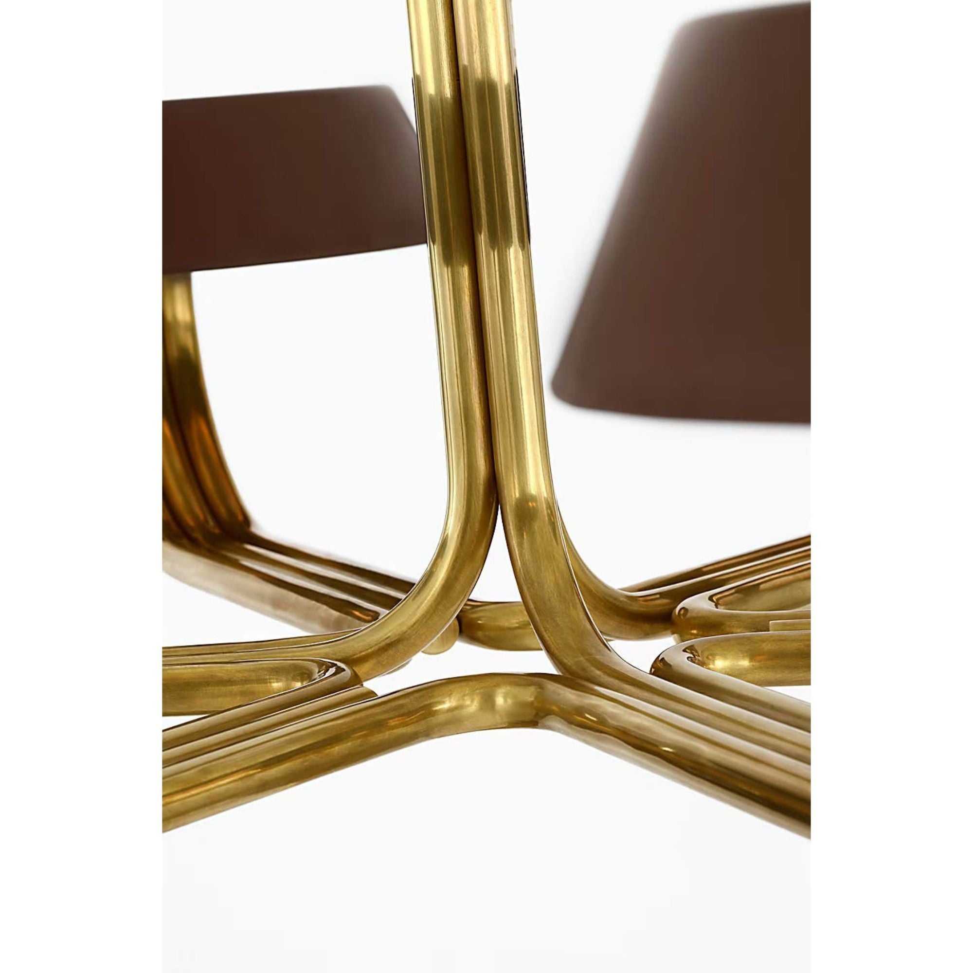 Ralph Lauren Hudson St. 37" Chandelier in Natural Brass and Carob Leather W40.5"