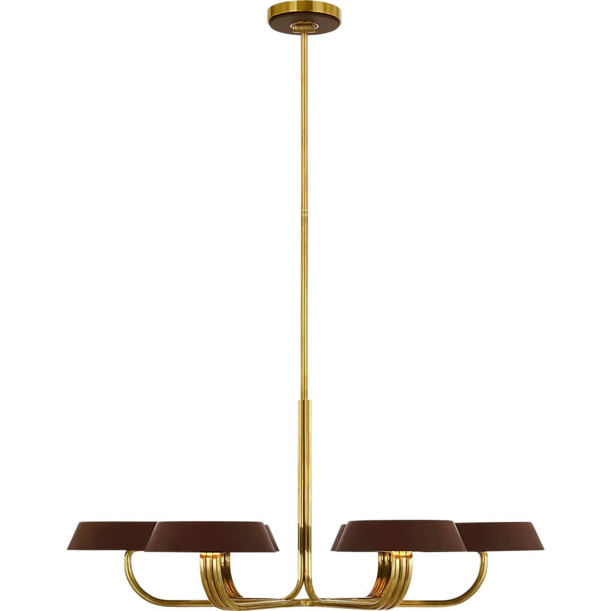 Ralph Lauren Hudson St. 37" Chandelier in Natural Brass and Carob Leather W40.5"