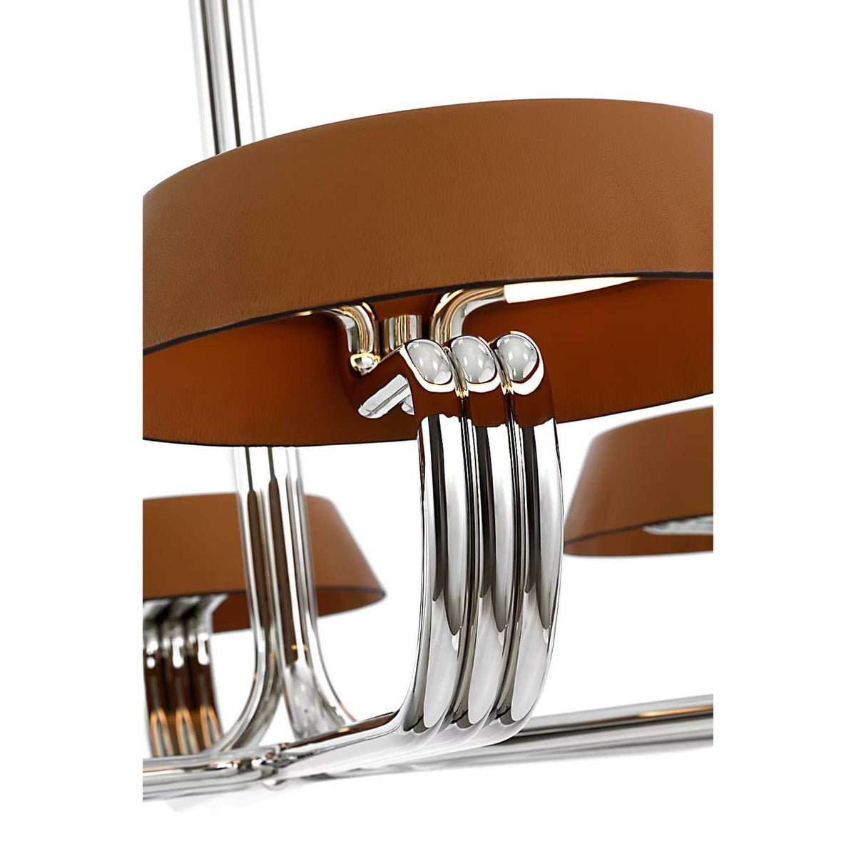 Ralph Lauren Hudson St. 37" Chandelier in Polished Nickel and Nutmeg Leather W40.5"