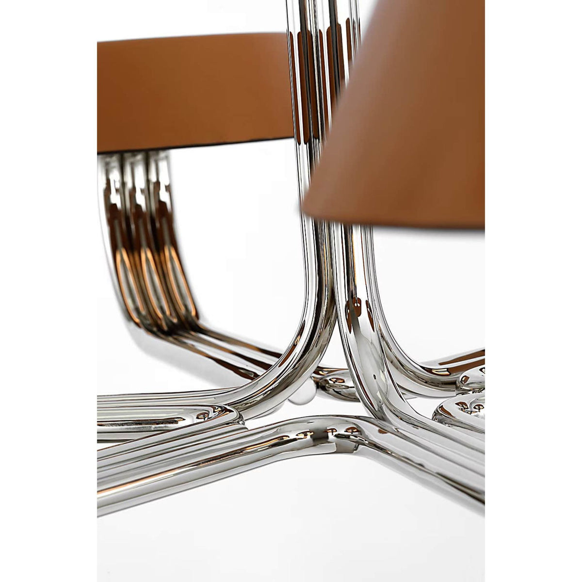 Ralph Lauren Hudson St. 37" Chandelier in Polished Nickel and Nutmeg Leather W40.5"