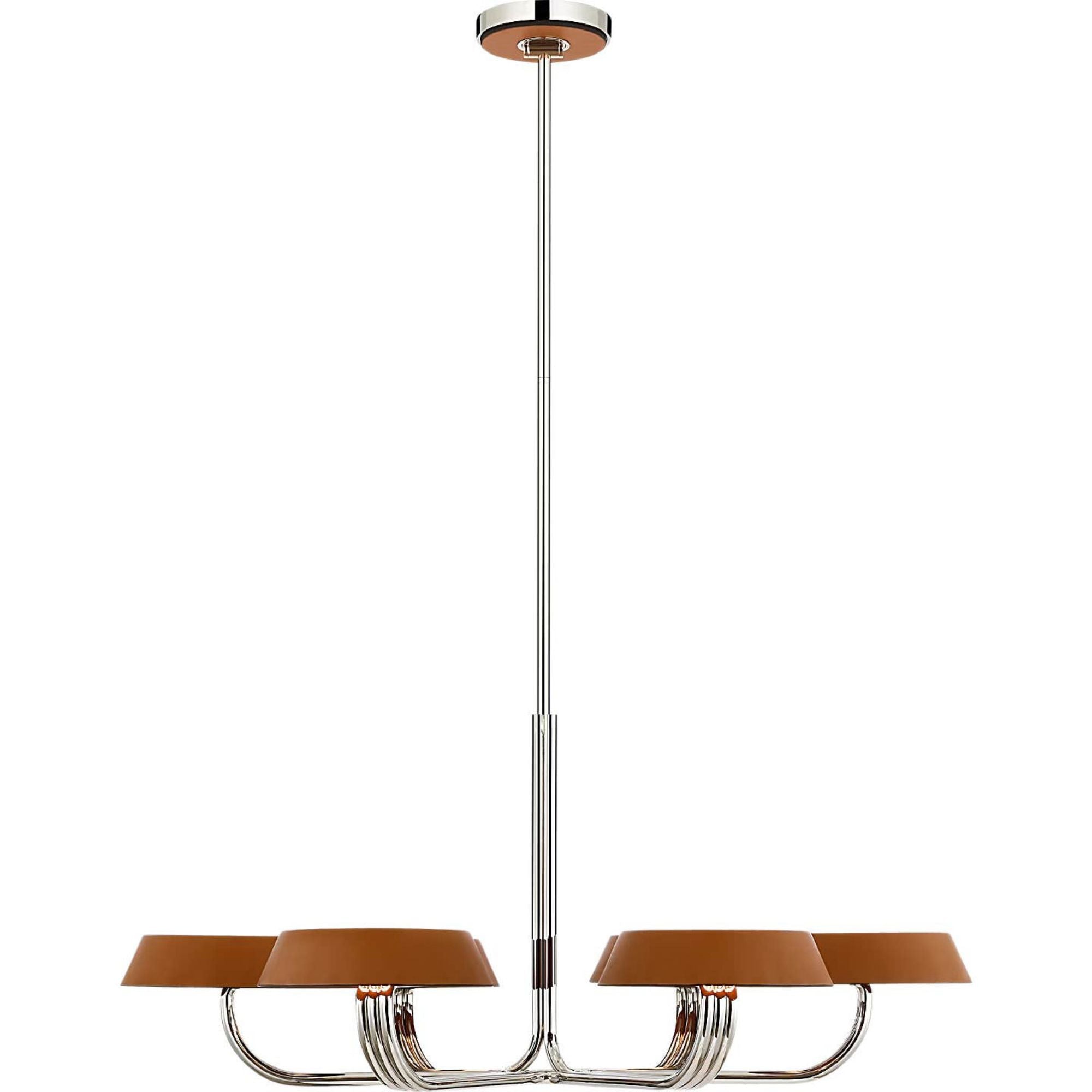 Ralph Lauren Hudson St. 37" Chandelier in Polished Nickel and Nutmeg Leather W40.5"
