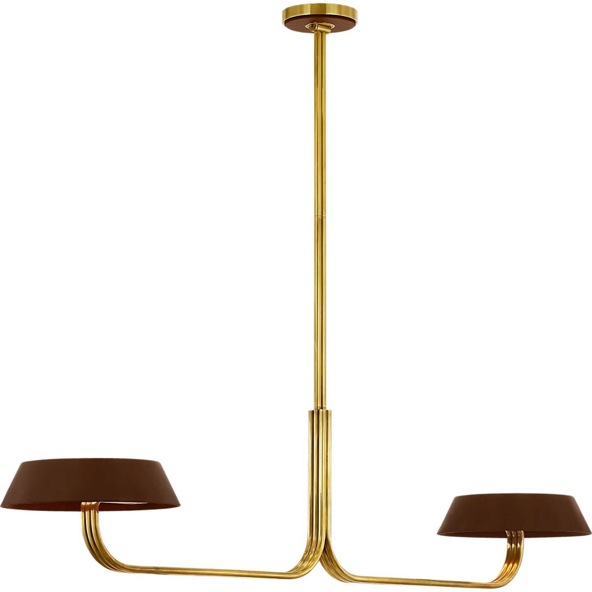 Ralph Lauren Hudson St. 64" Linear Chandelier in Natural Brass and Carob Leather W14" x 64"
