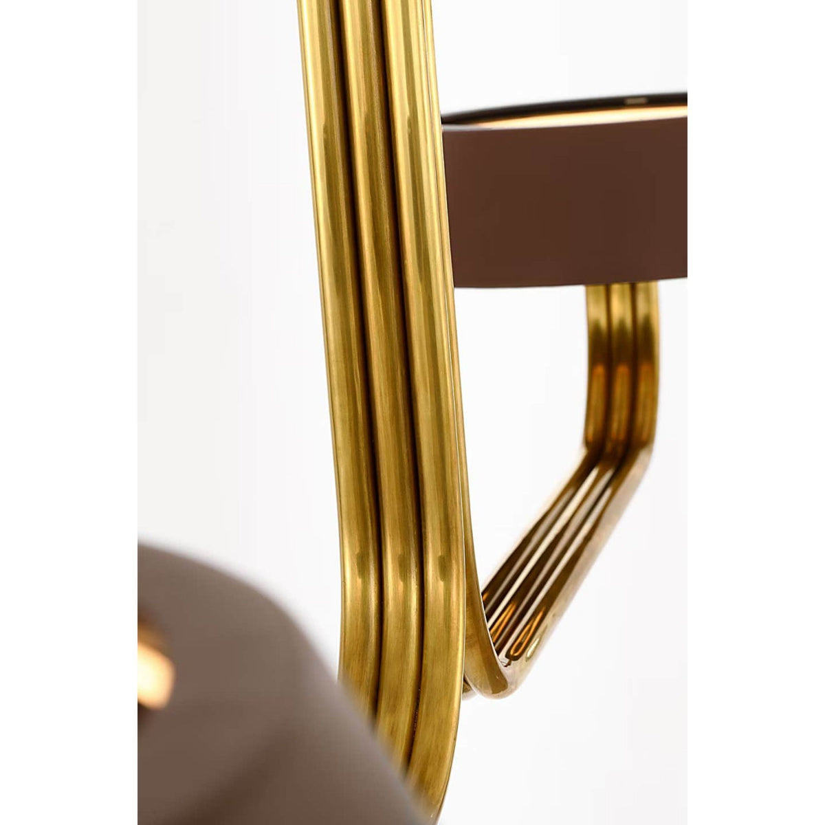 Ralph Lauren Hudson St. 64" Linear Chandelier in Natural Brass and Carob Leather W14" x 64"
