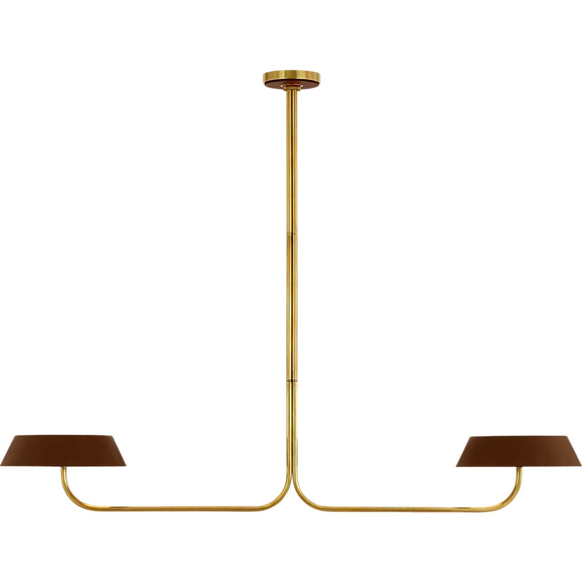 Ralph Lauren Hudson St. 64" Linear Chandelier in Natural Brass and Carob Leather W14" x 64"