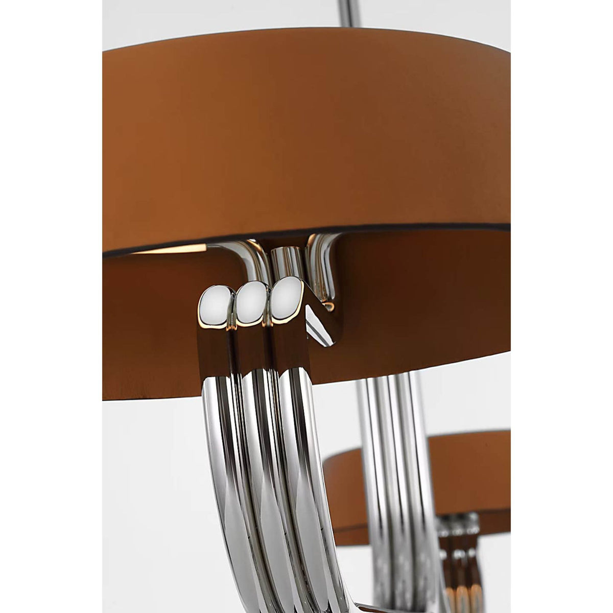 Ralph Lauren Hudson St. 64" Linear Chandelier in Polished Nickel and Nutmeg Leather W14" x 64"