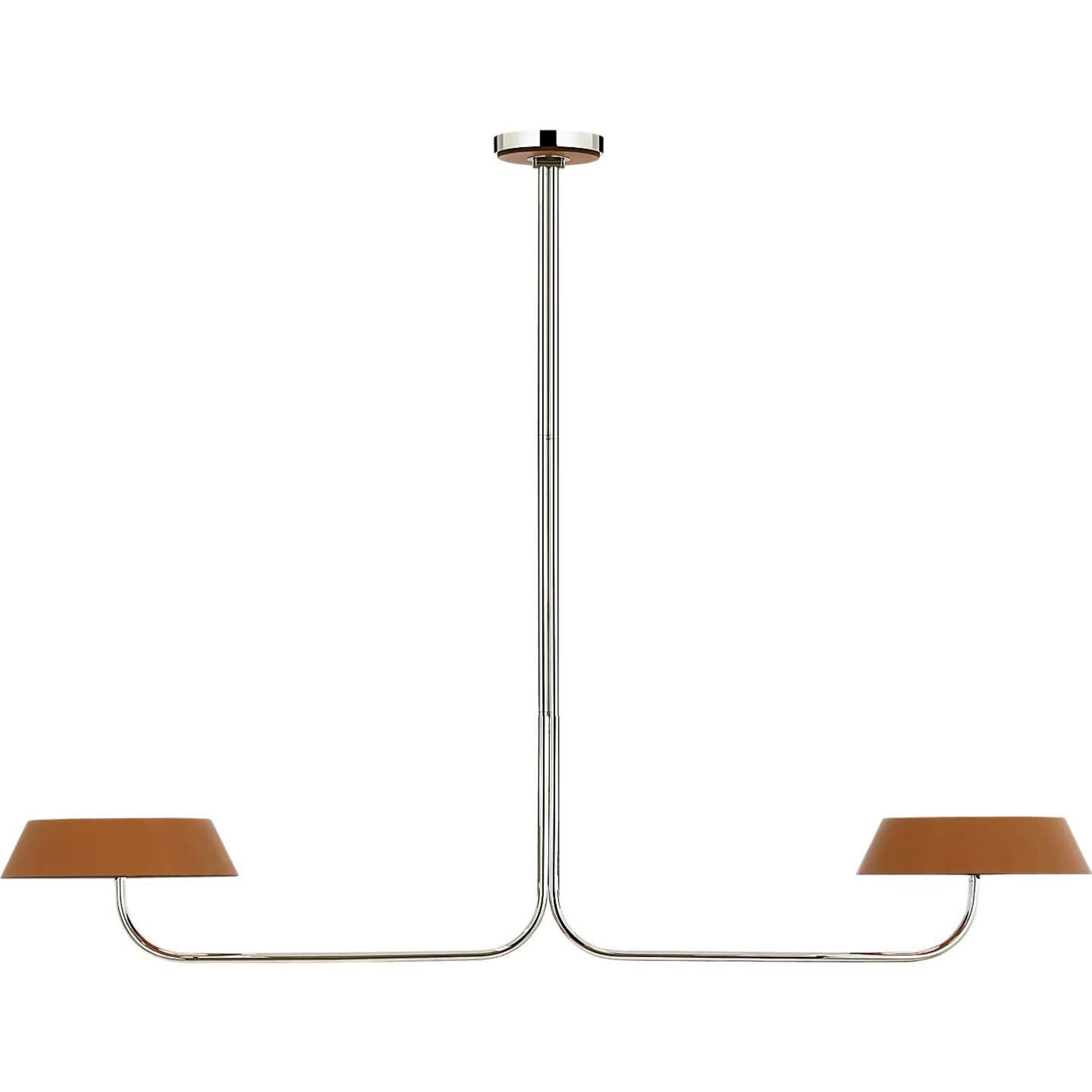 Ralph Lauren Hudson St. 64" Linear Chandelier in Polished Nickel and Nutmeg Leather W14" x 64"