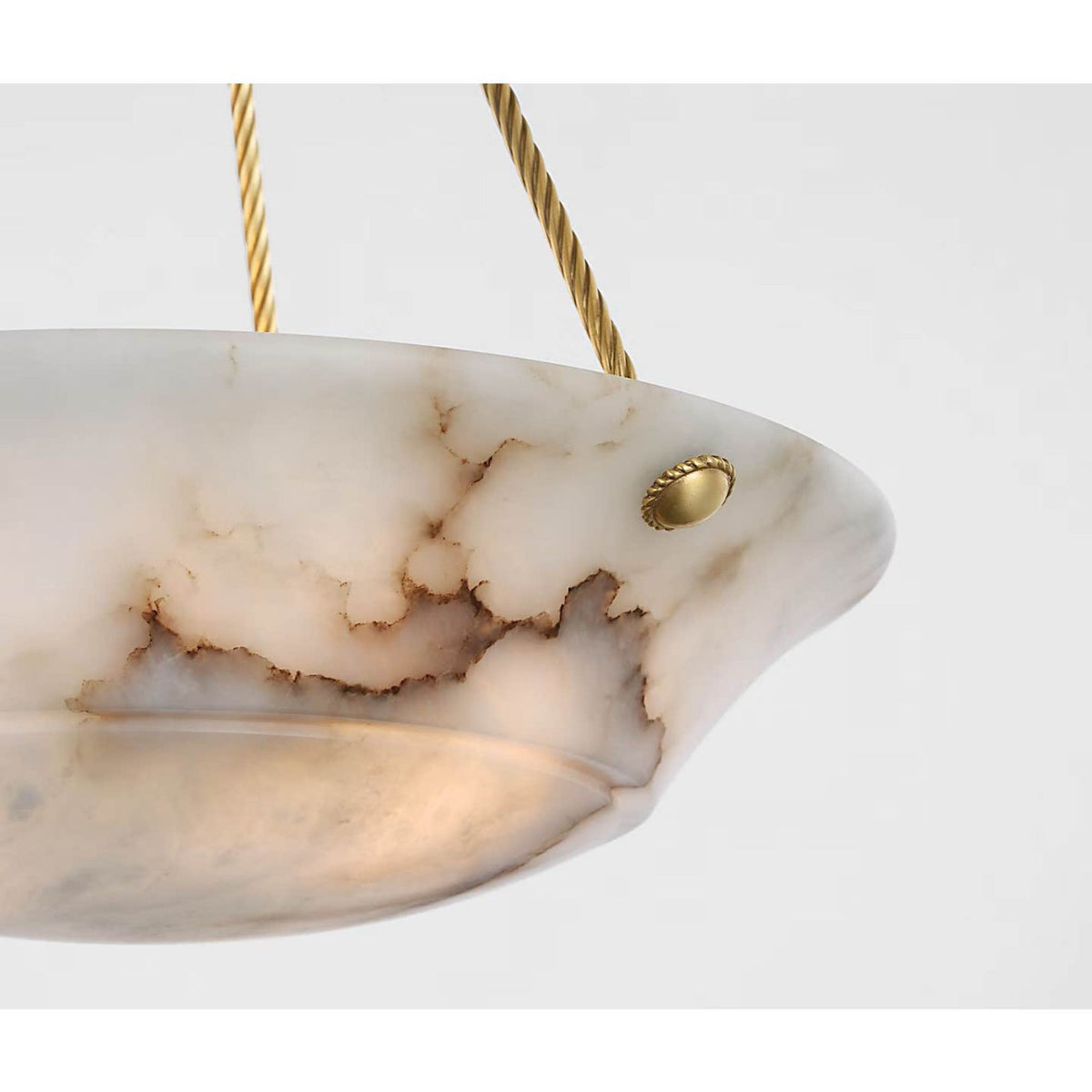 Ralph Lauren Claremont 21" Bowl Chandelier in Natural Brass with Alabaster W20.5" x H27.25"