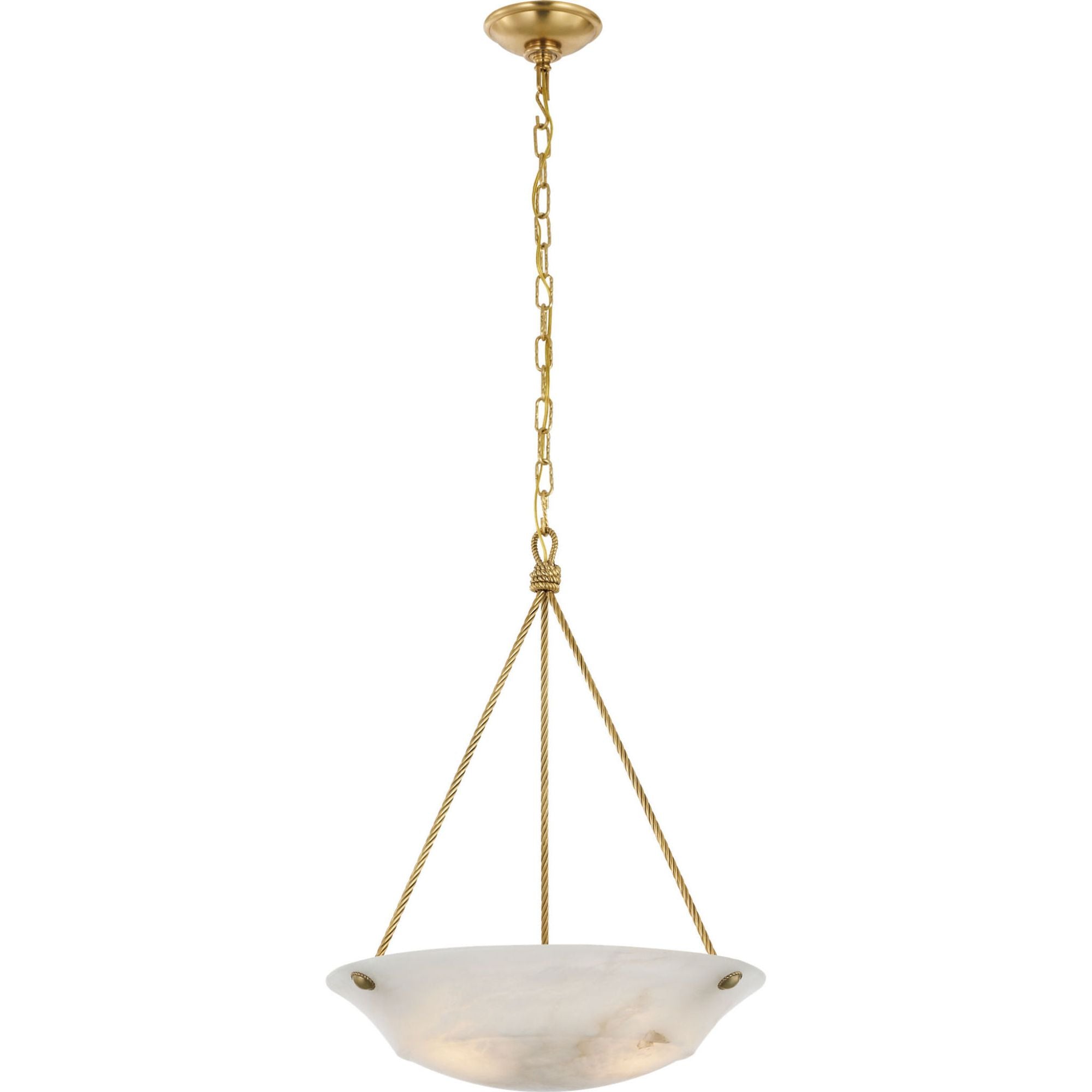 Ralph Lauren Claremont 21" Bowl Chandelier in Natural Brass with Alabaster W20.5" x H27.25"