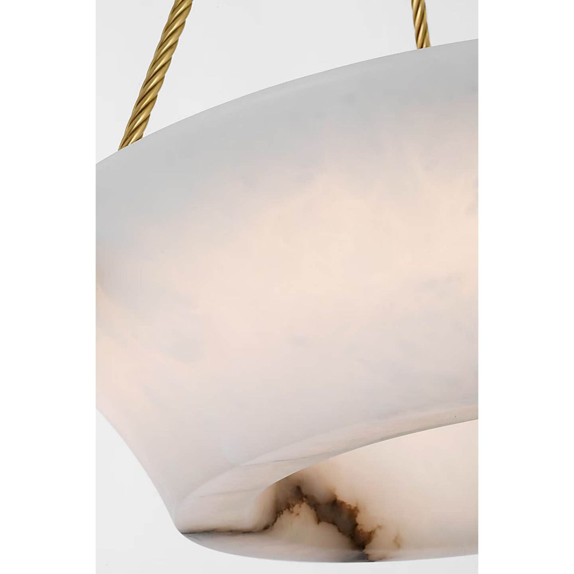 Ralph Lauren Claremont 21" Open Ring Chandelier in Natural Brass with Alabaster W20.5" x H27"