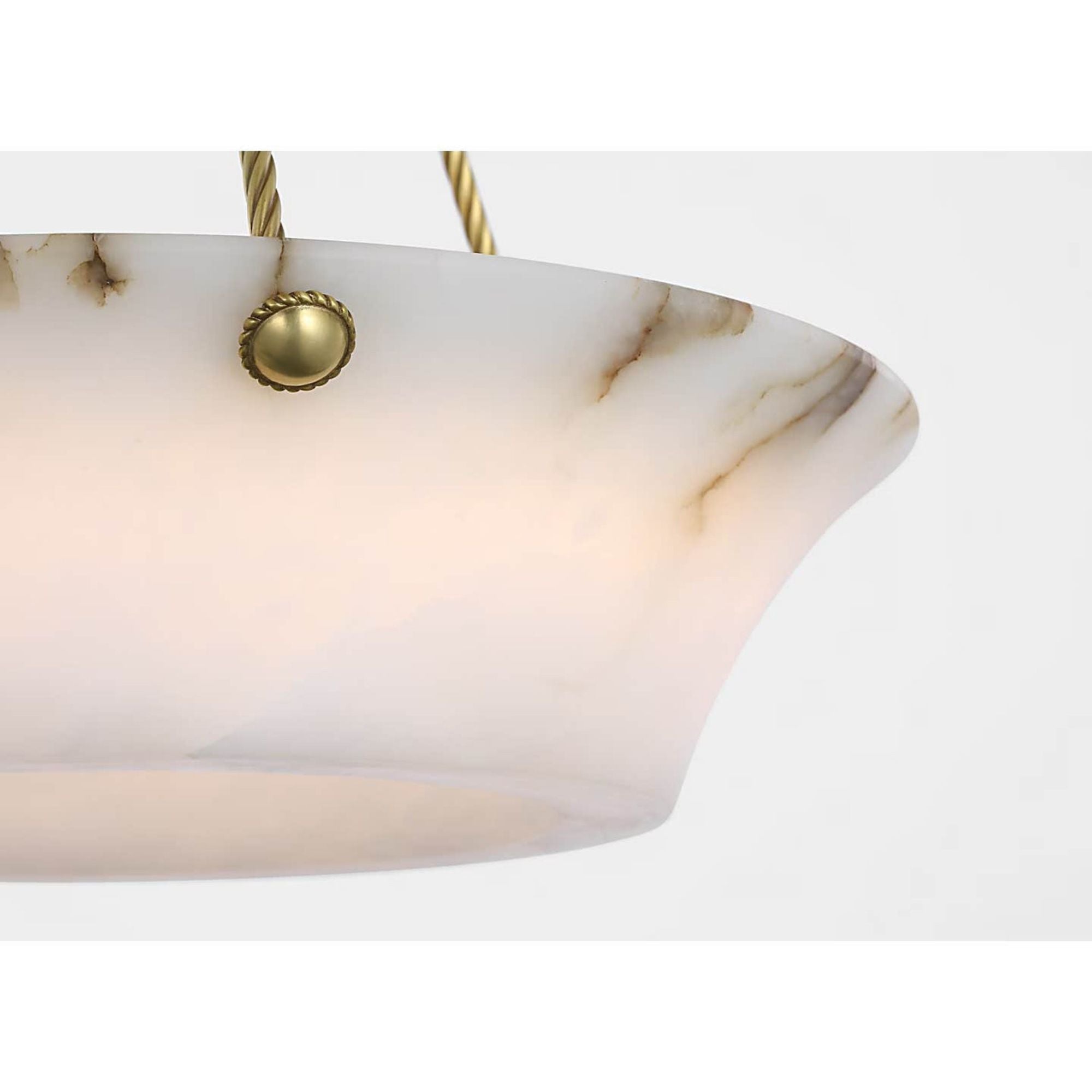 Ralph Lauren Claremont 21" Open Ring Chandelier in Natural Brass with Alabaster W20.5" x H27"