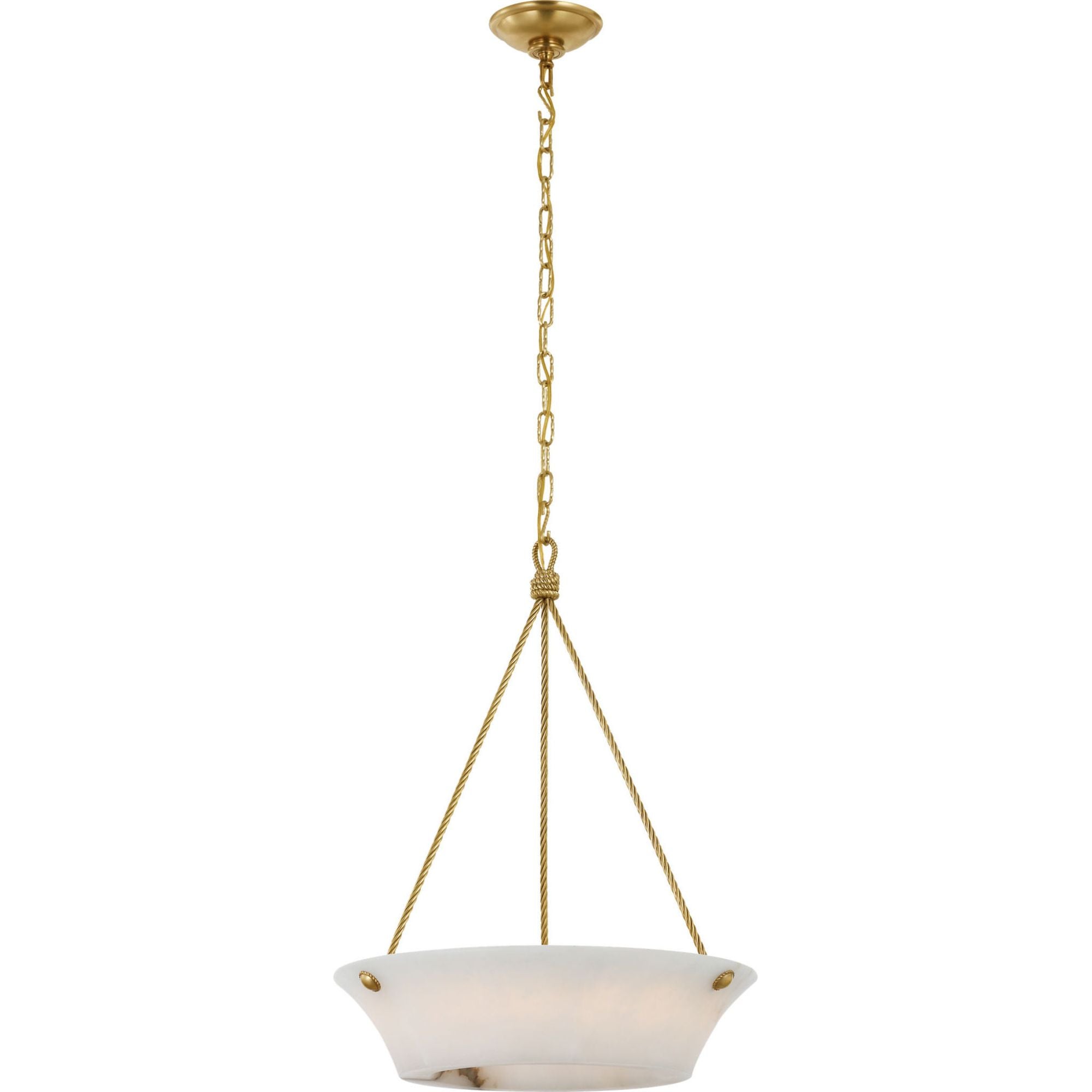 Ralph Lauren Claremont 21" Open Ring Chandelier in Natural Brass with Alabaster W20.5" x H27"