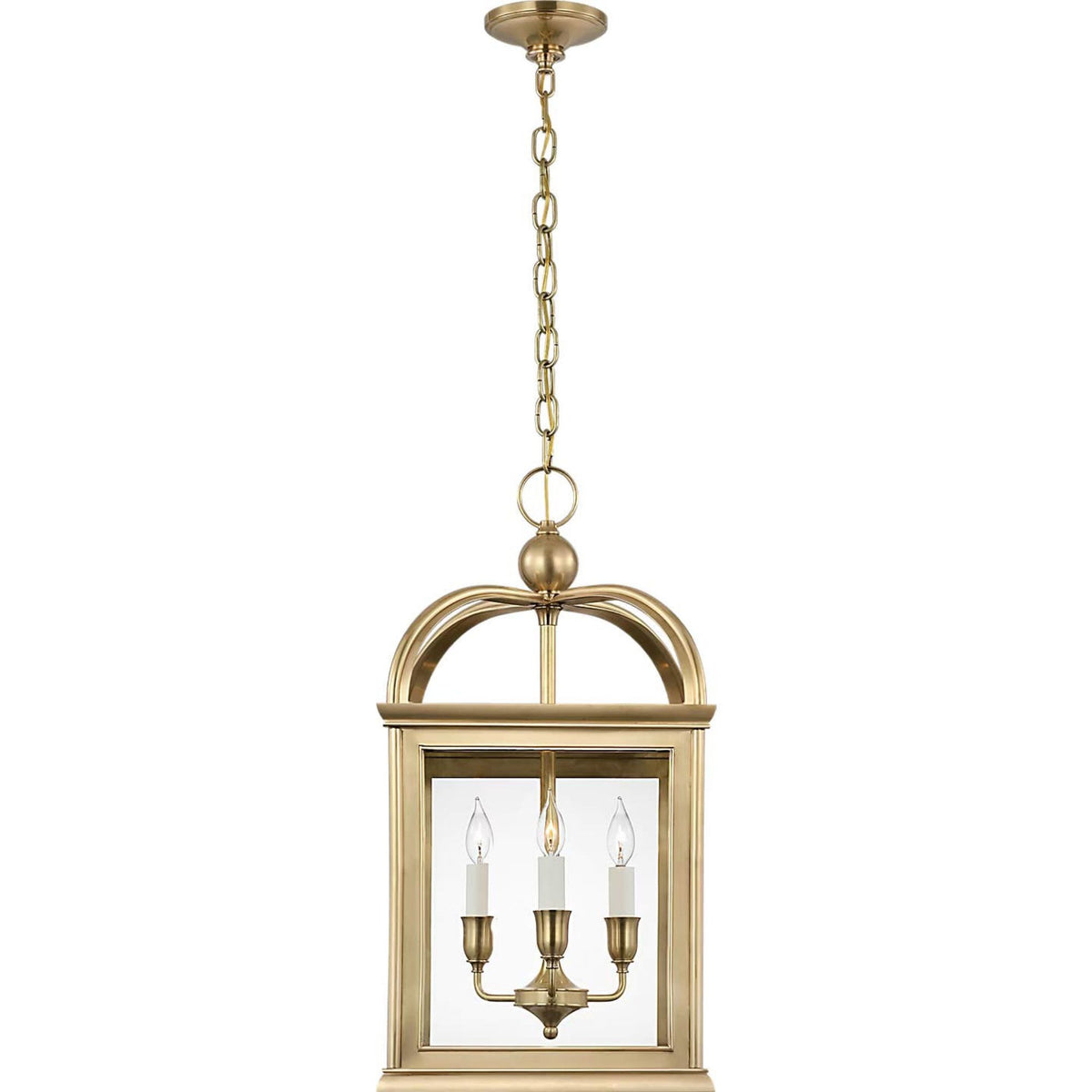 Ralph Lauren Rhoades 16" Lantern in Natural Brass with Clear Glass W15.5" x H30.5"