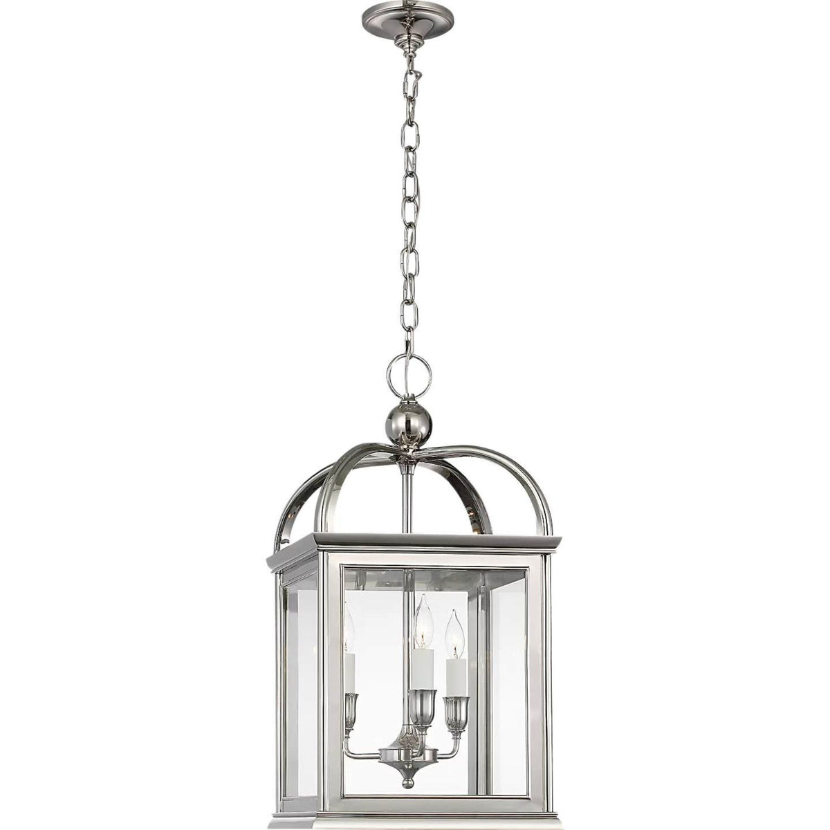 Ralph Lauren Rhoades 16" Lantern in Polished Nickel with Clear Glass W15.5" x H30.5"