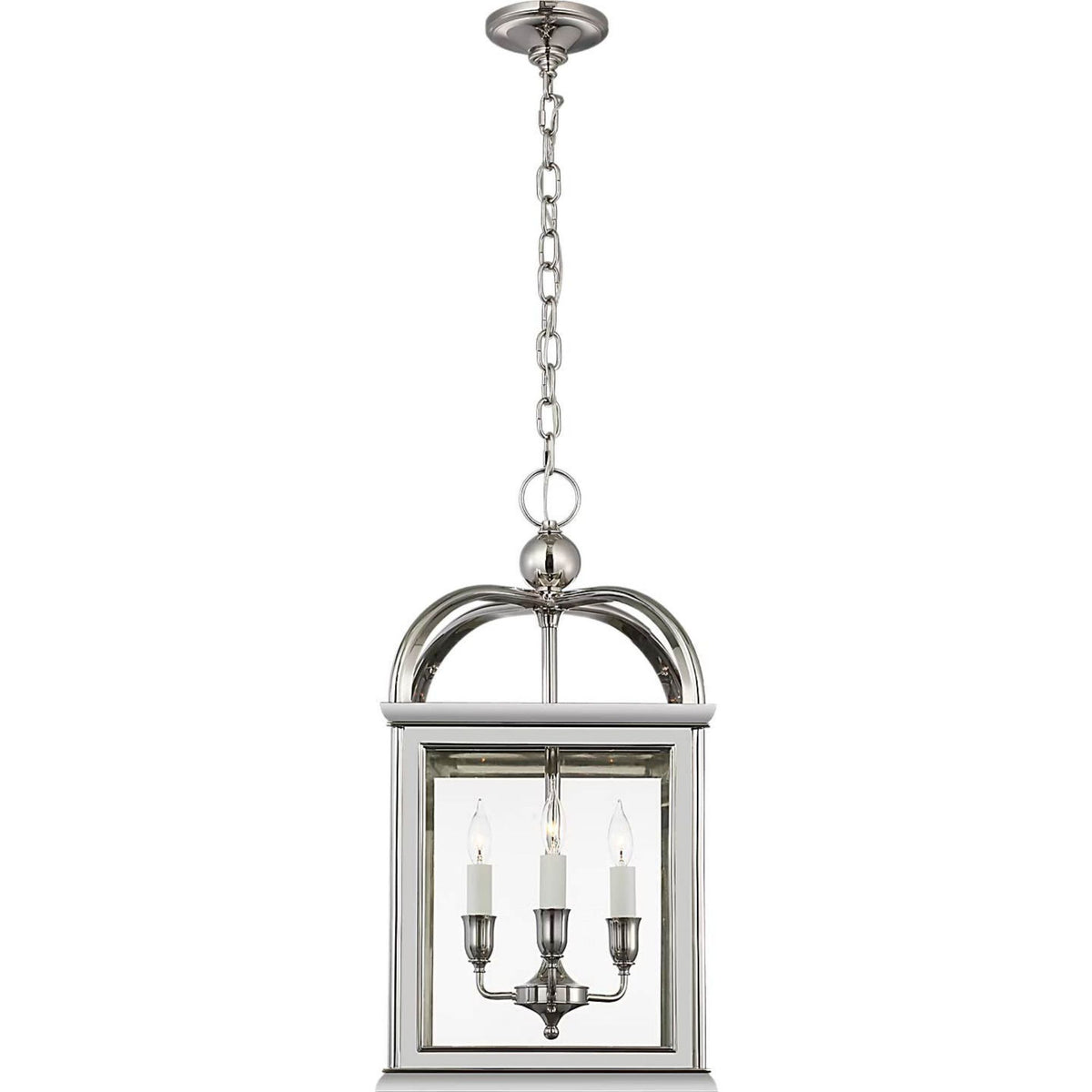 Ralph Lauren Rhoades 16" Lantern in Polished Nickel with Clear Glass W15.5" x H30.5"