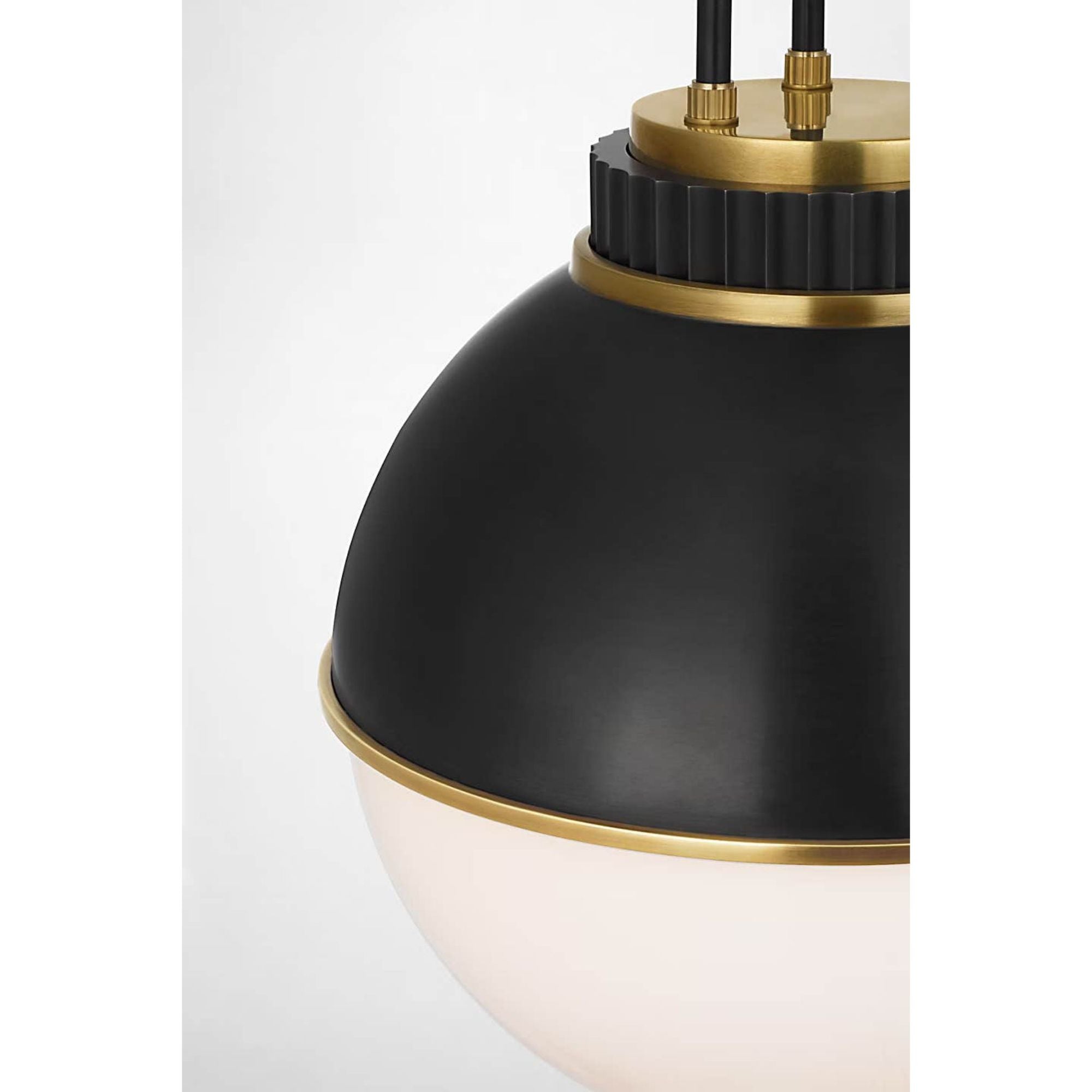 Ralph Lauren Cavill 12" Pendant in Bronze and Natural Brass with Bronze Hood and White Glass W12"